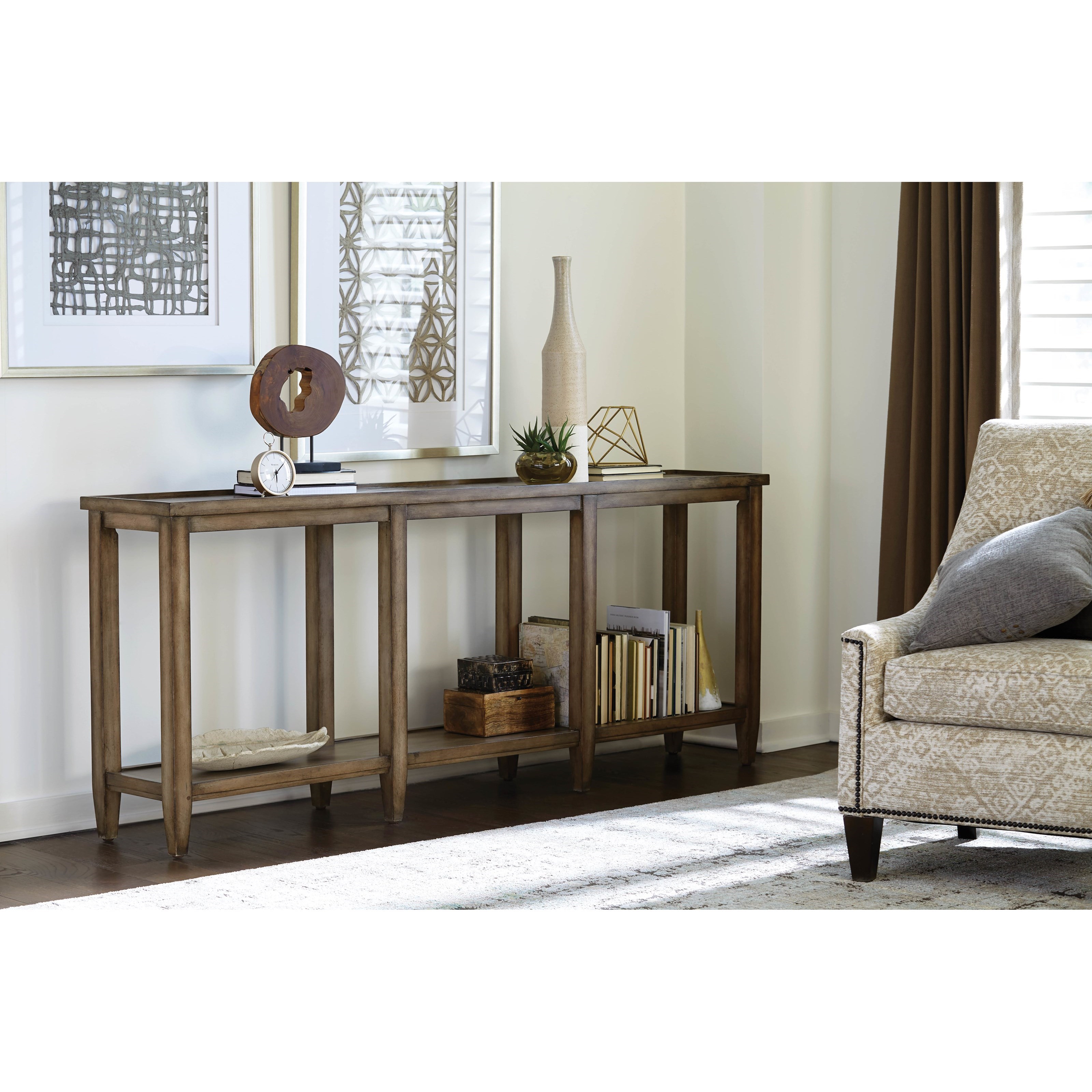 Hammary Astor Transitional Sofa Table with Shelf Sheely's Furniture