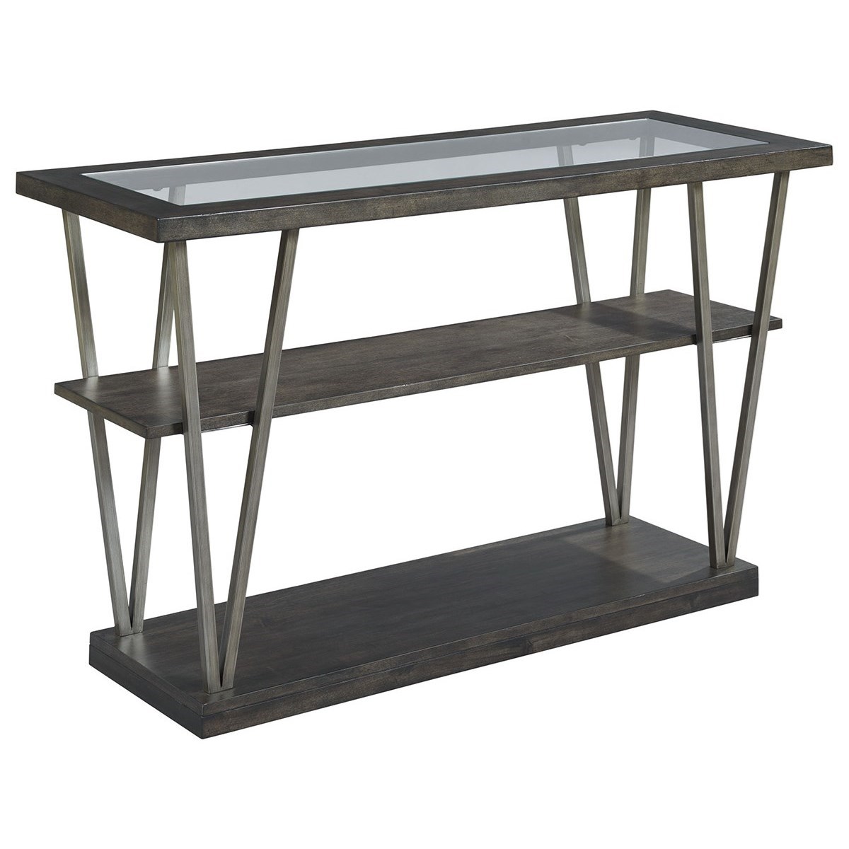 Hammary Jupiter MidCentury Modern Sofa Table with Tempered Glass Table