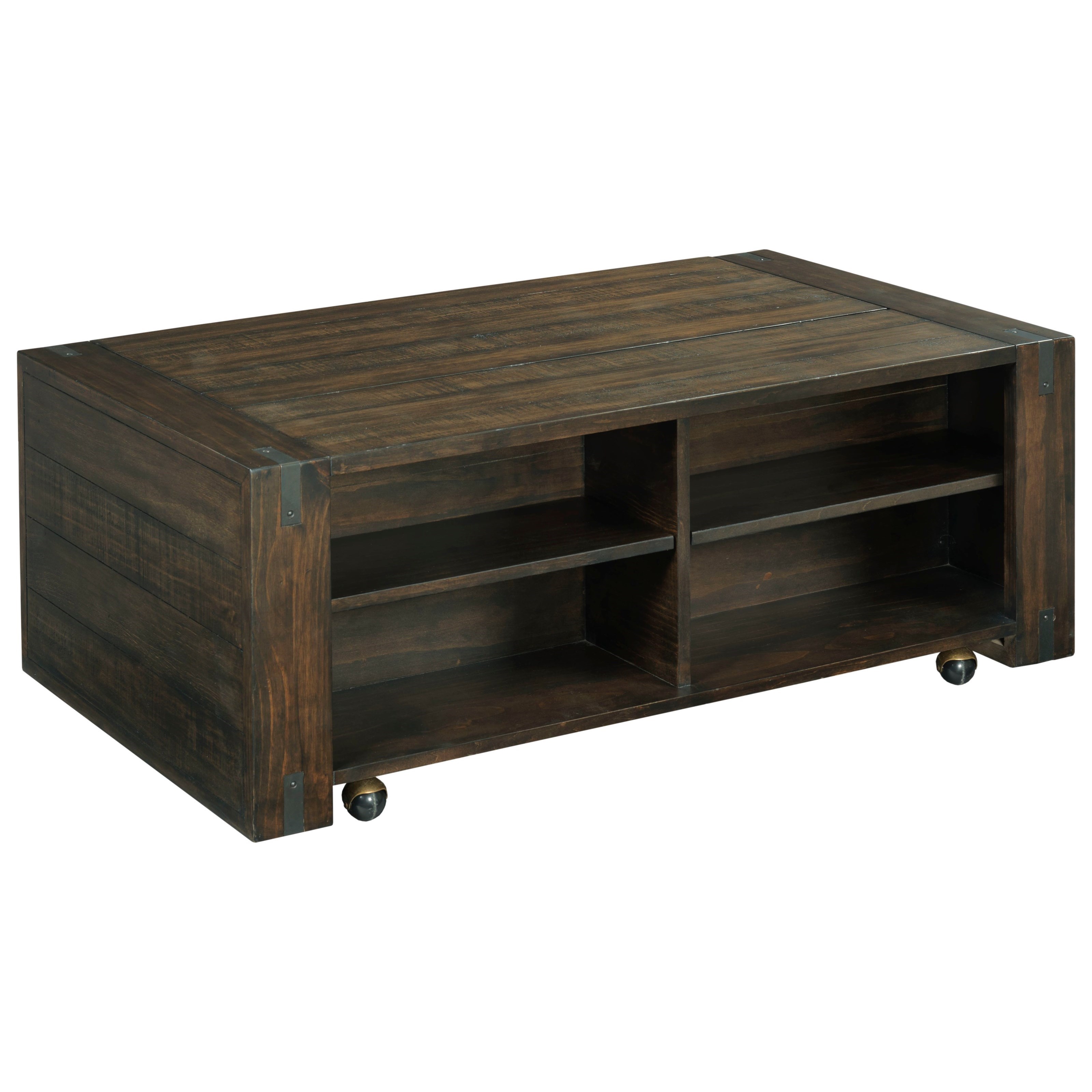 Hammary Portman Casual Rectangular Lift Top Coffee Table with Shelves