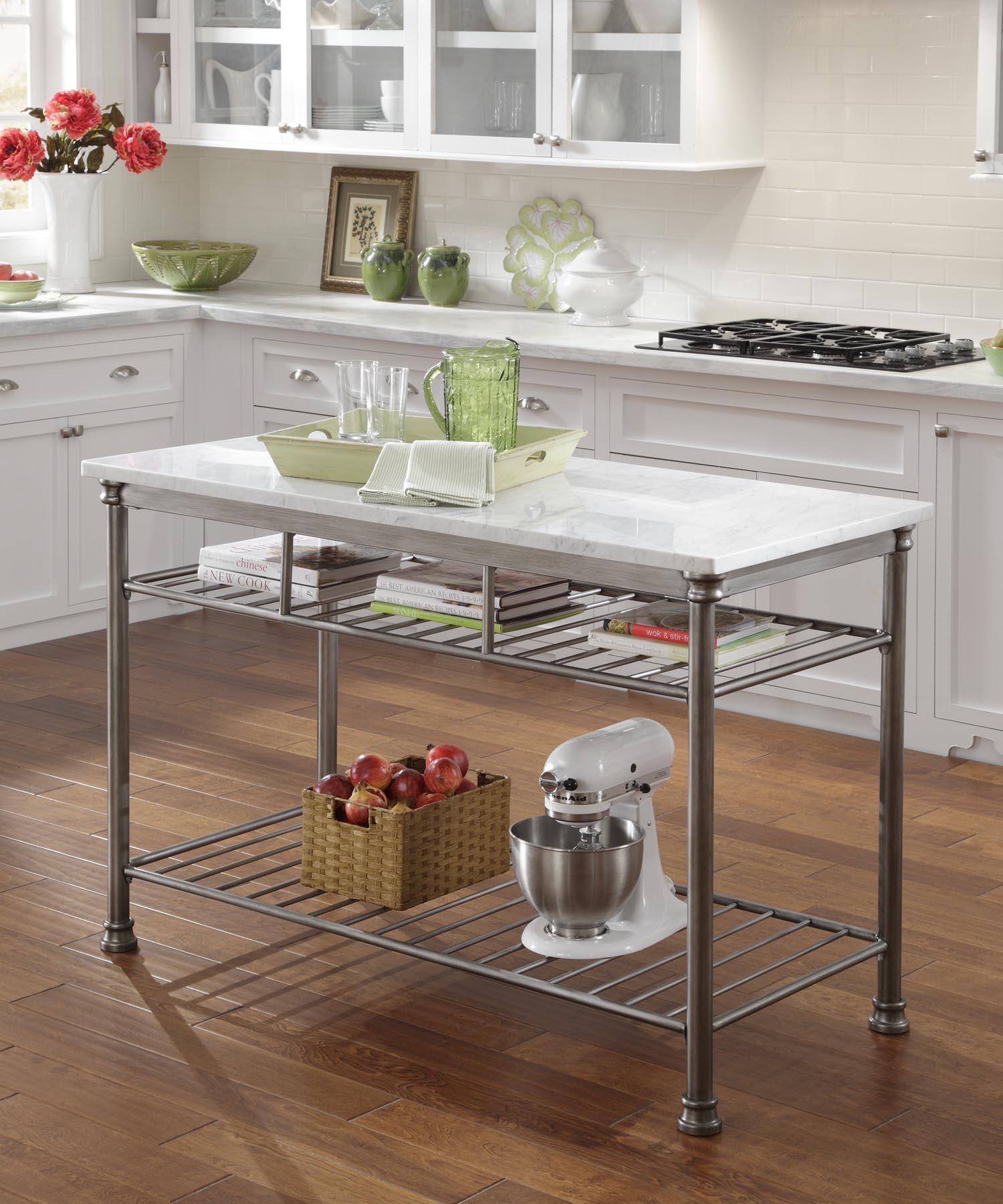 homestyles Kitchen Carts Serving Island with Marble Veneer ...