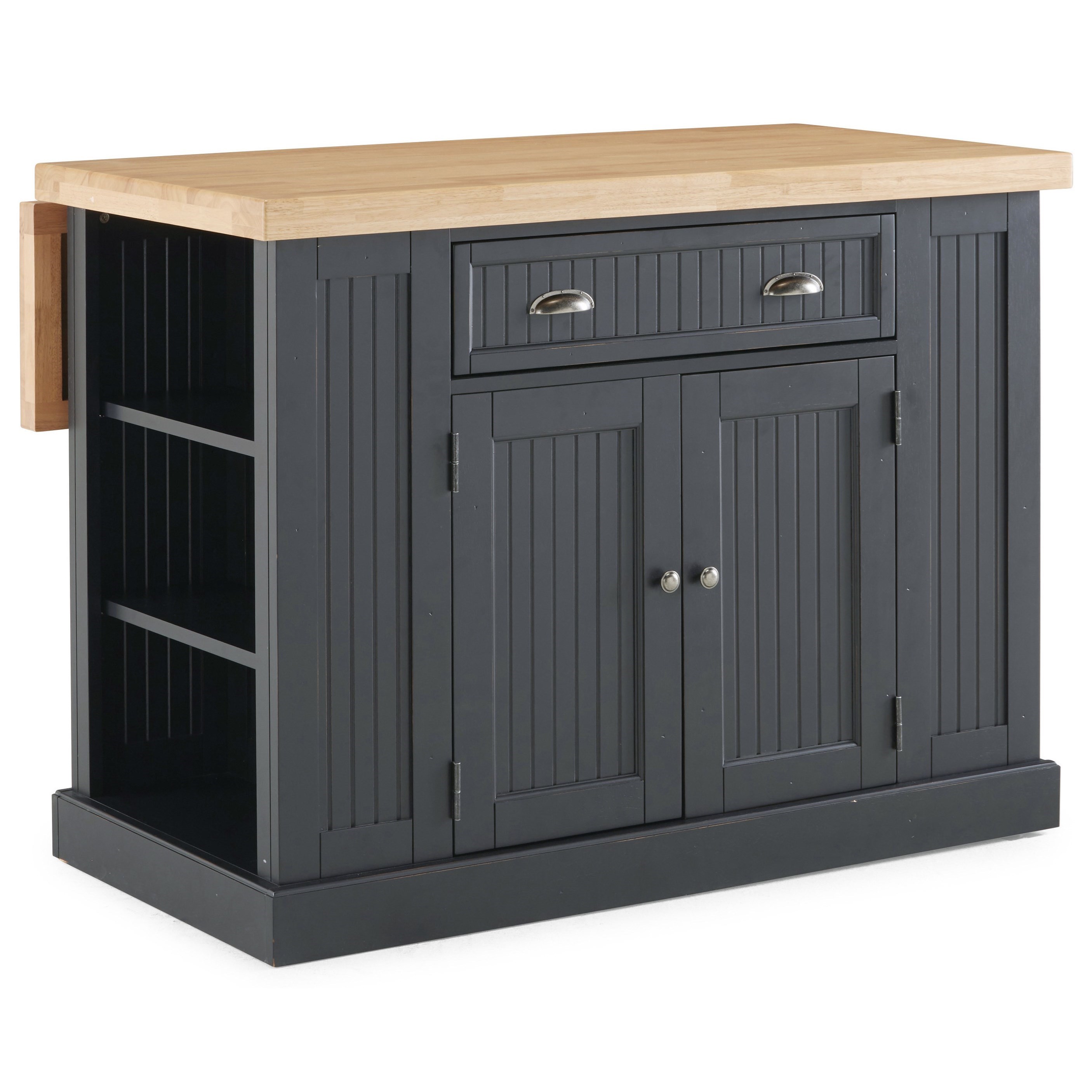 homestyles Nantucket Coastal Kitchen Island with Drop Leaf and