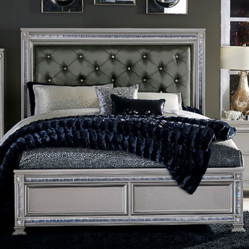 Homelegance 1958 Glam King Headboard and Footboard Bed with Intricate