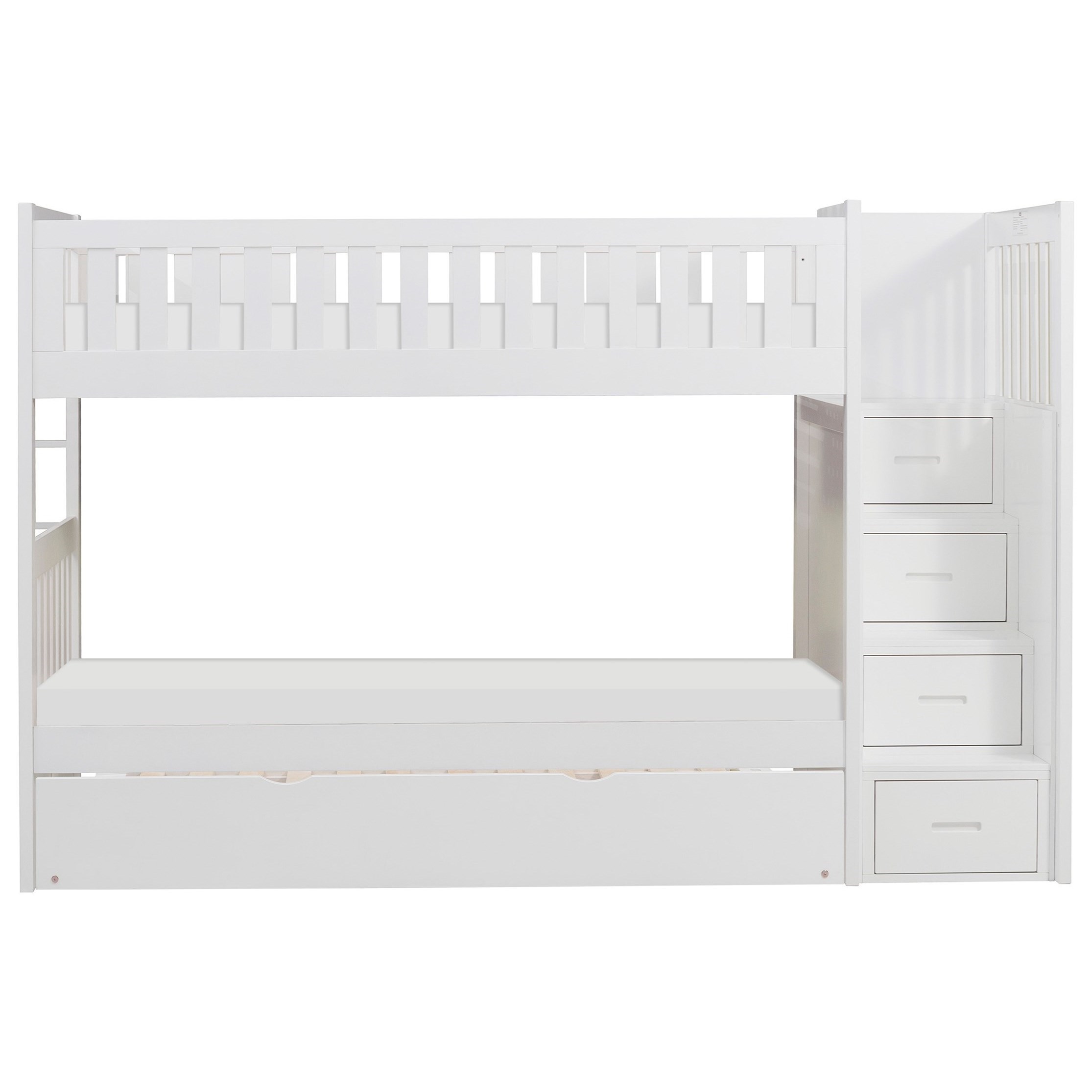 Homelegance Galen Casual Twin Over Twin Bunk Bed with Trundle and Reversible Step Storage