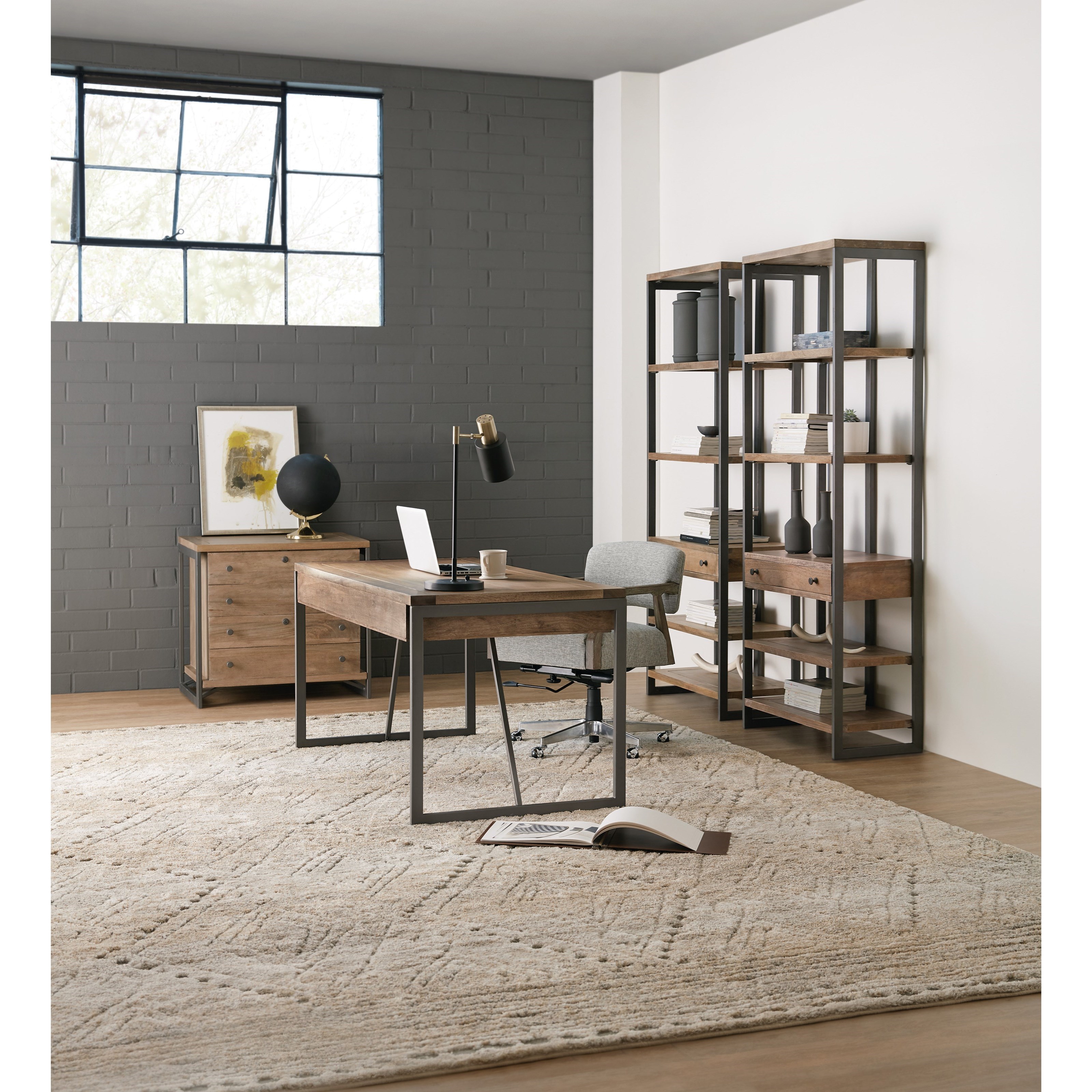 Hooker Furniture 568110 Industrial Style Metal/Wood Bookcase with One