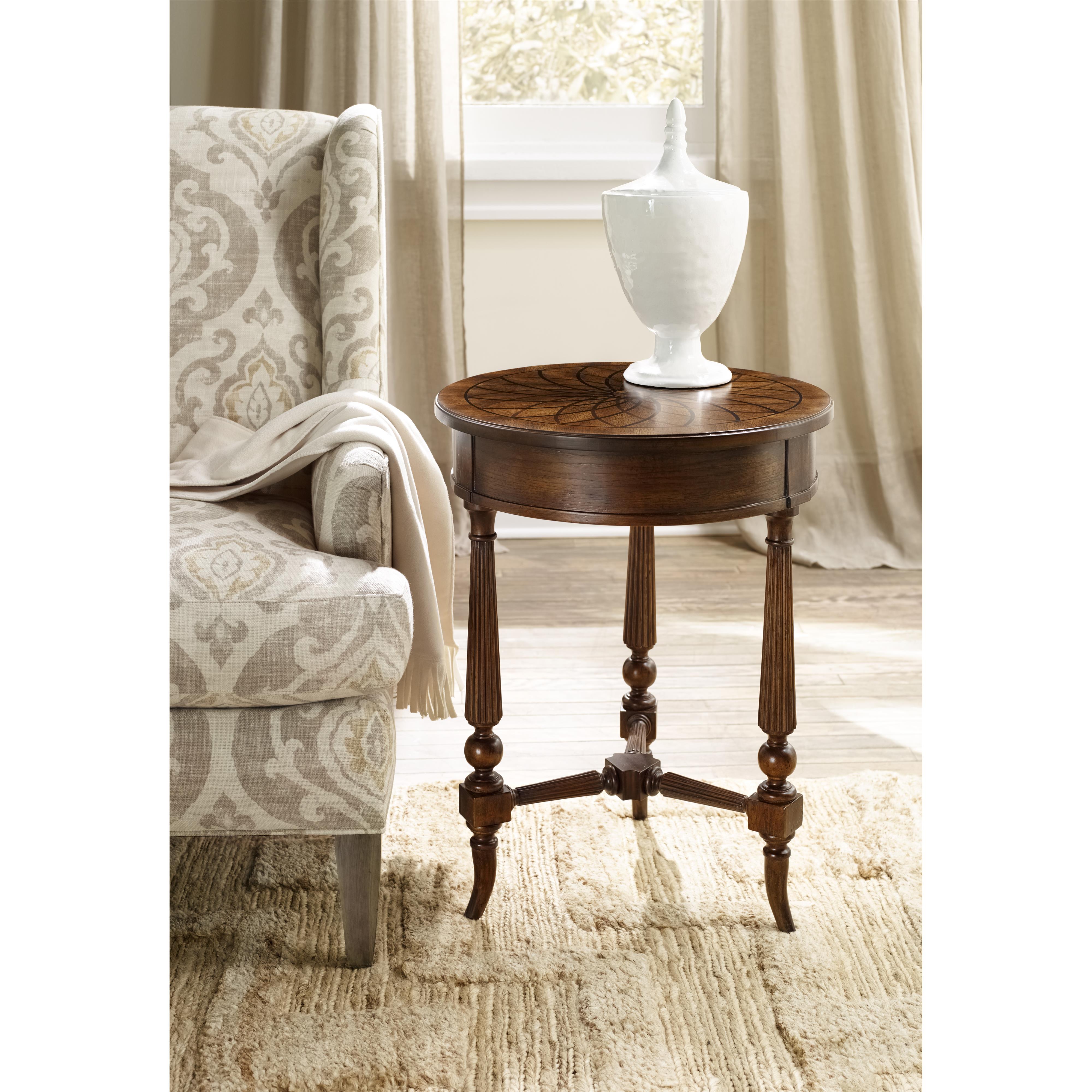 Hooker Furniture Archivist Round Accent Table with Fluted Legs