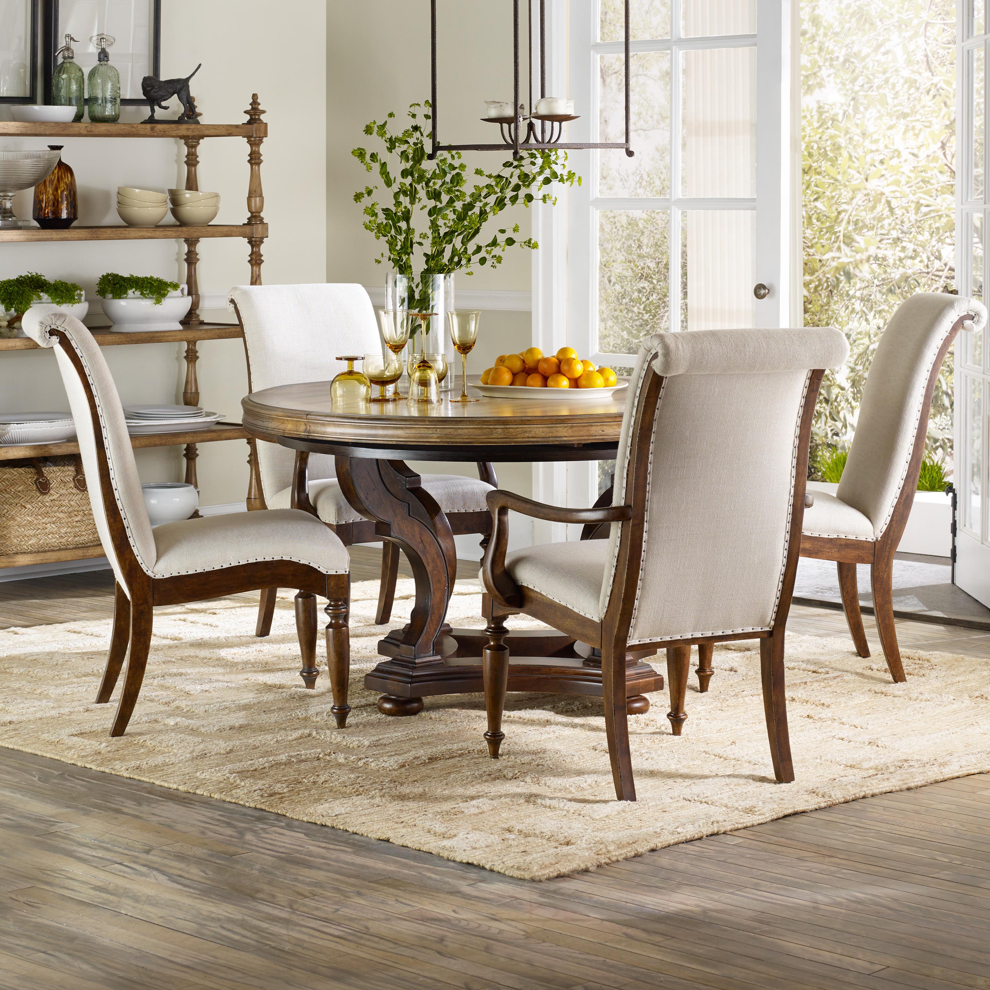 Hooker Furniture Archivist 5 Piece Dining Set with Round Pedestal Table