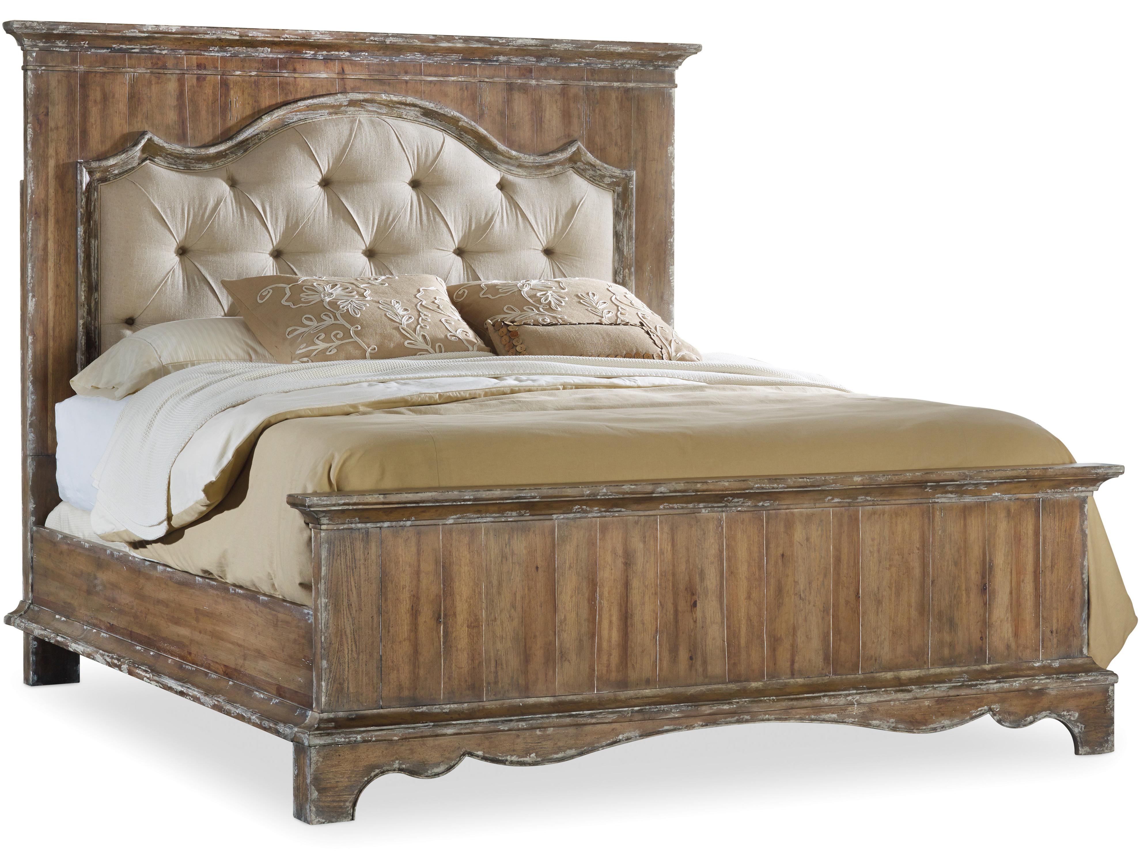 Hooker Furniture Chatelet Queen Upholstered Mantle Panel Bed with Tufted Headboard Belfort