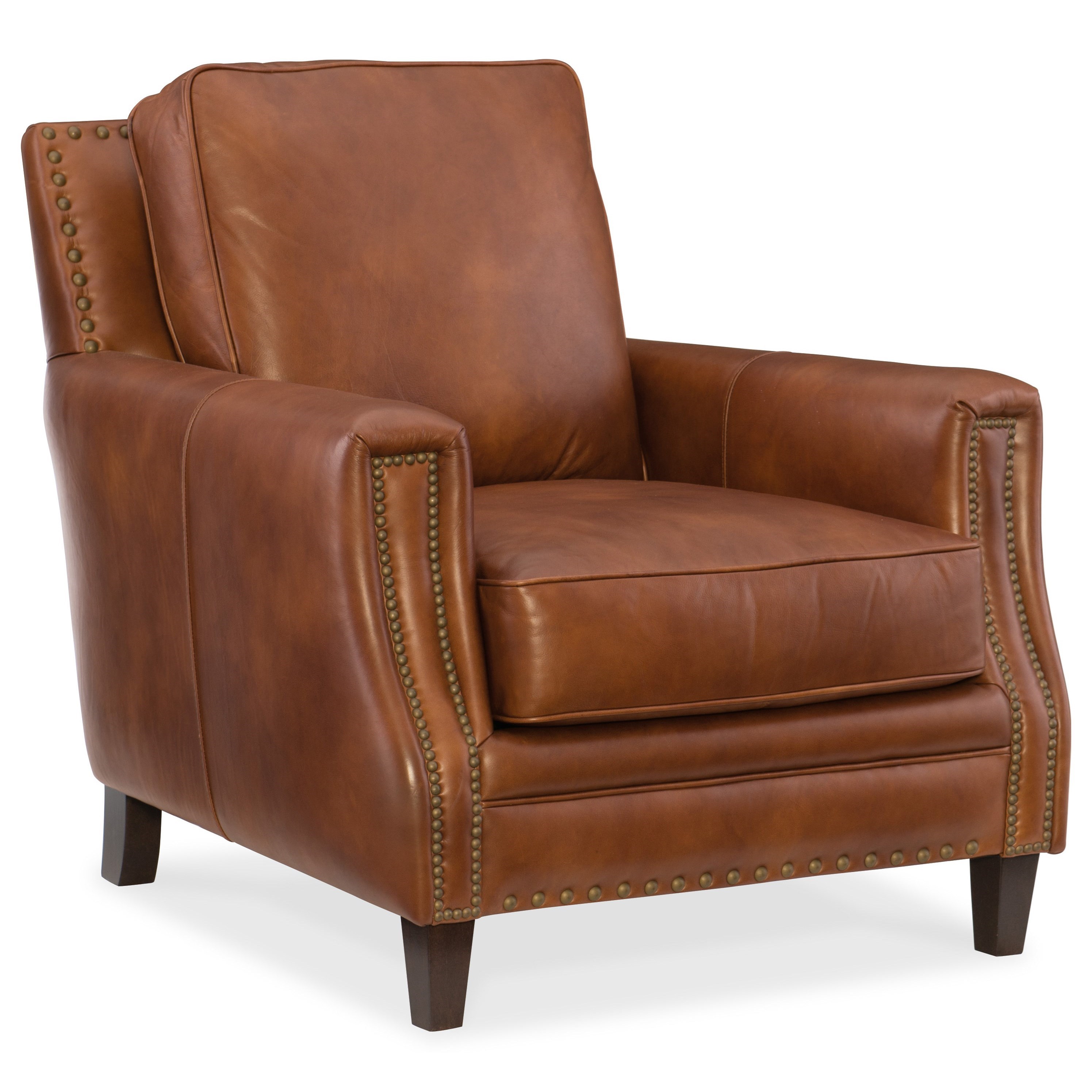Hamilton Home Exton Transitional Leather Stationary Chair with Nailhead