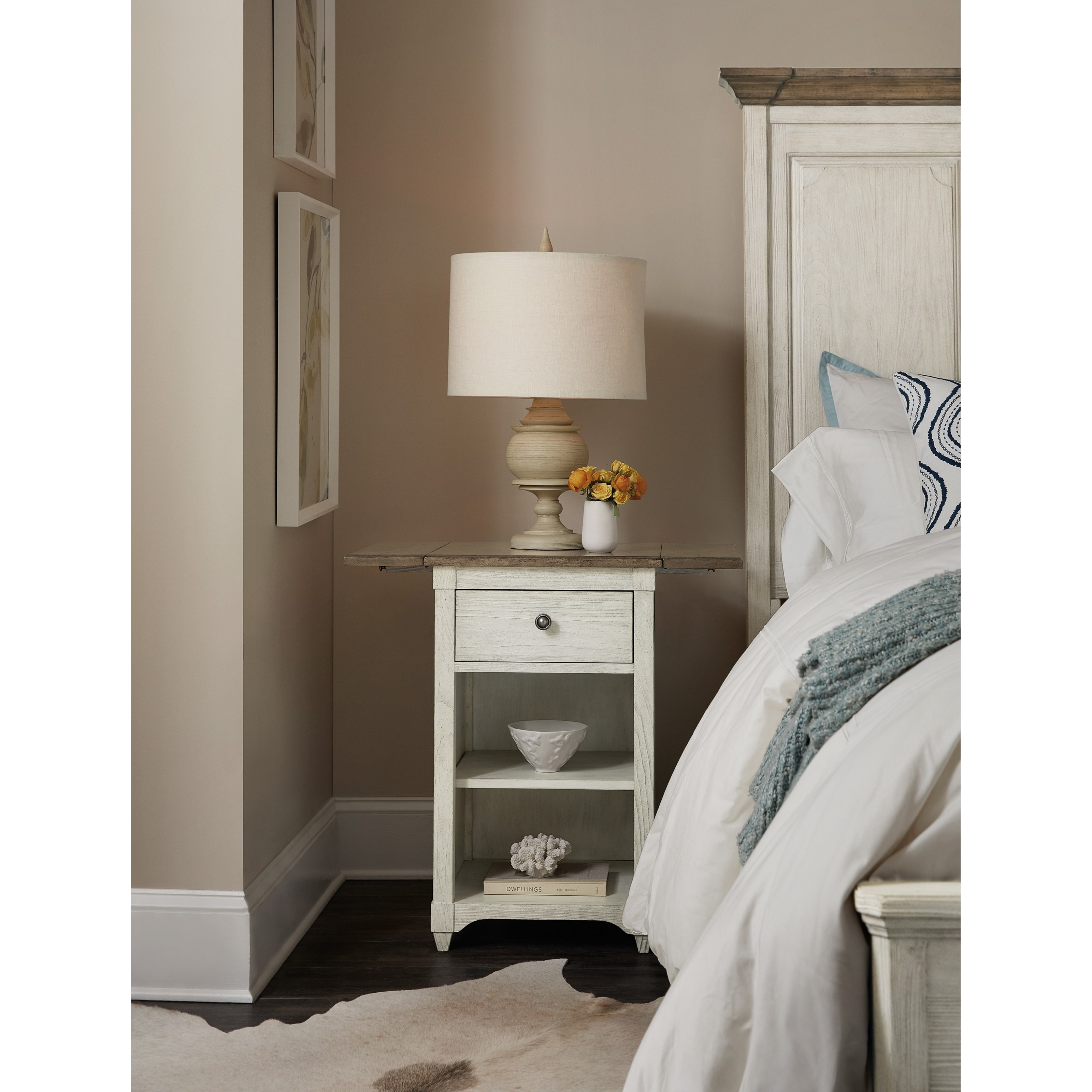 Hooker Furniture Montebello Farmhouse Solid Wood Telephone Table with 1