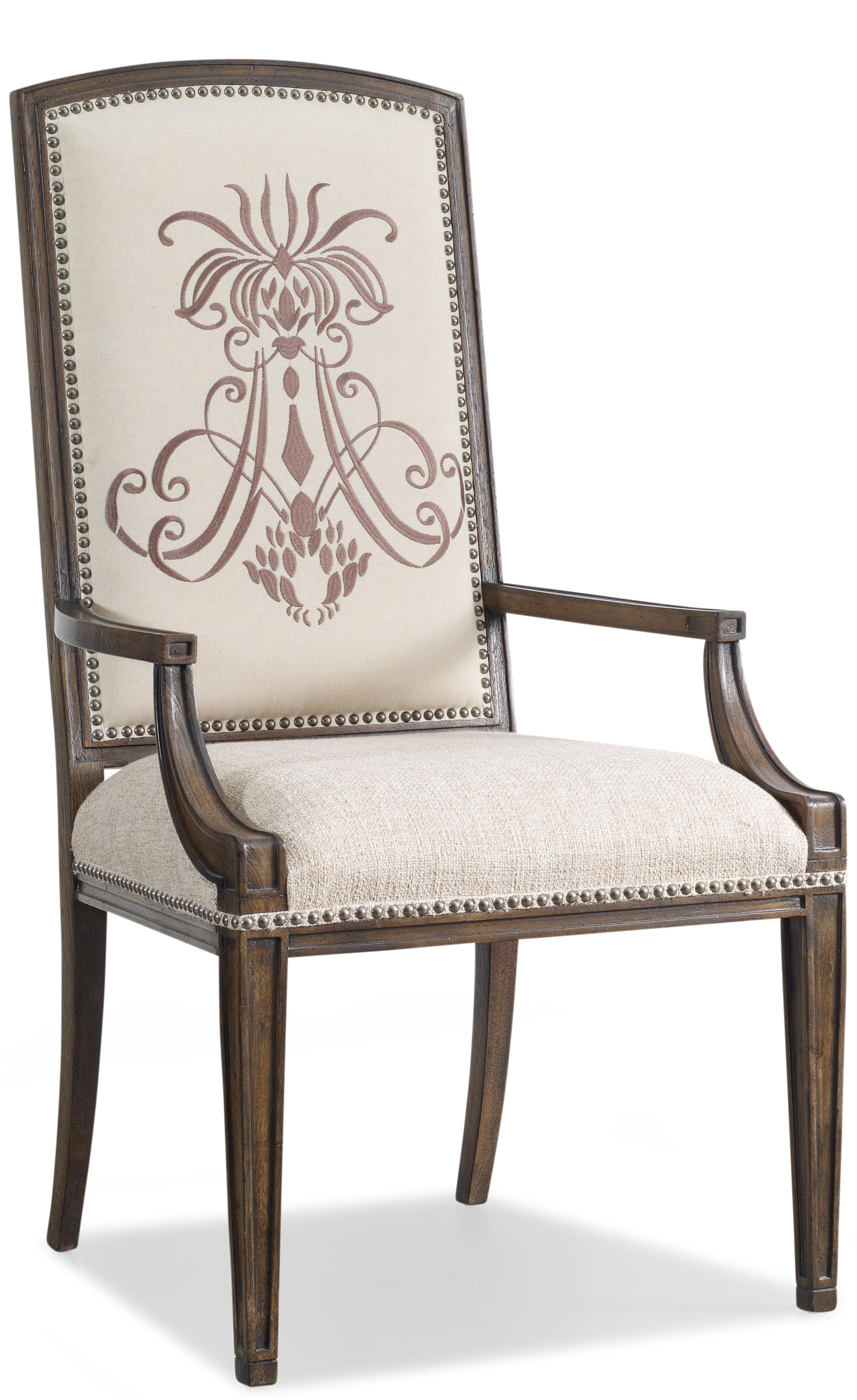 Hamilton Home Rhapsody Round Pedestal Dining Table and Upholstered Arm