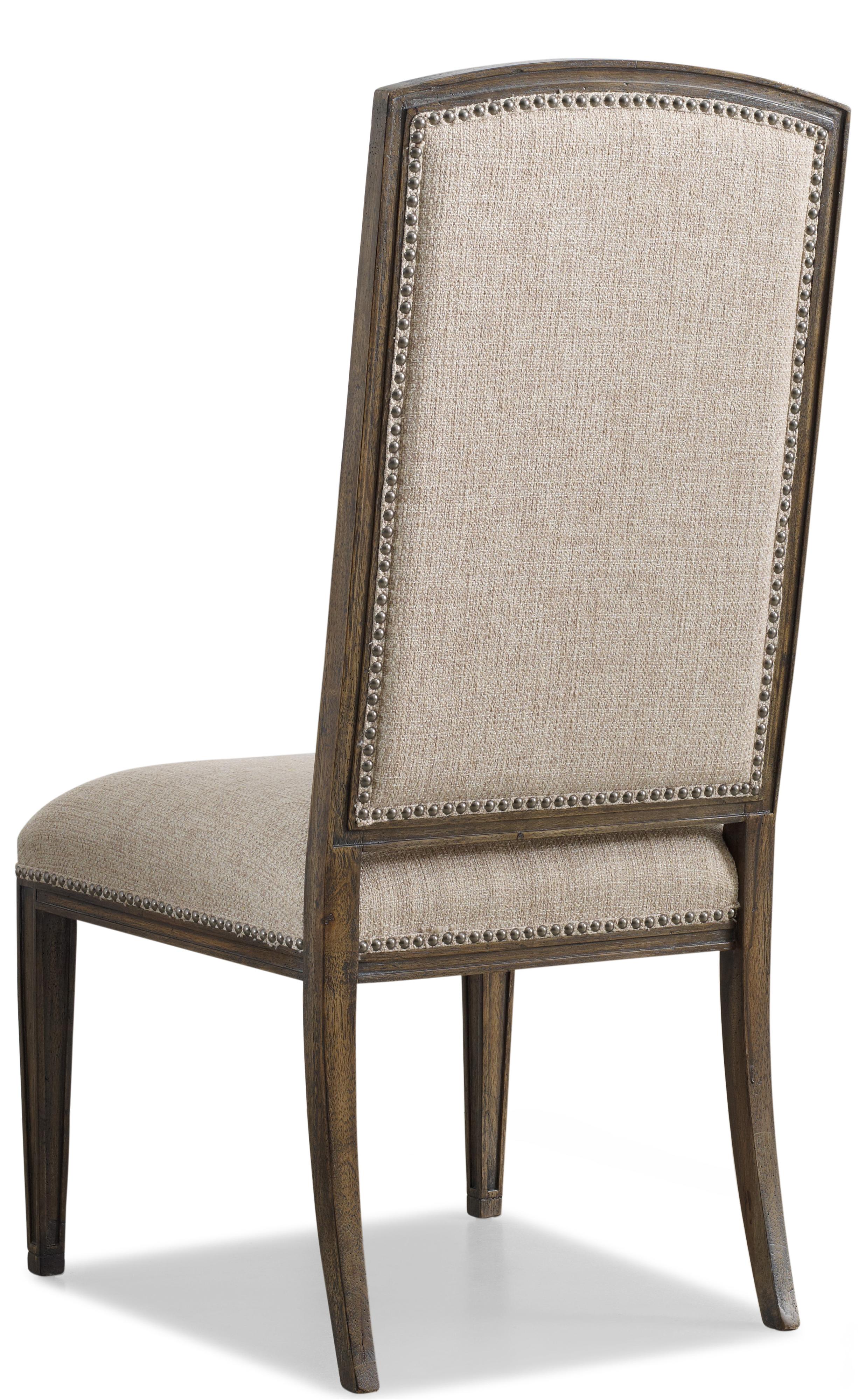 Hooker Furniture Rhapsody Round Pedestal Dining Table and Upholstered Arm and Side Chair Group