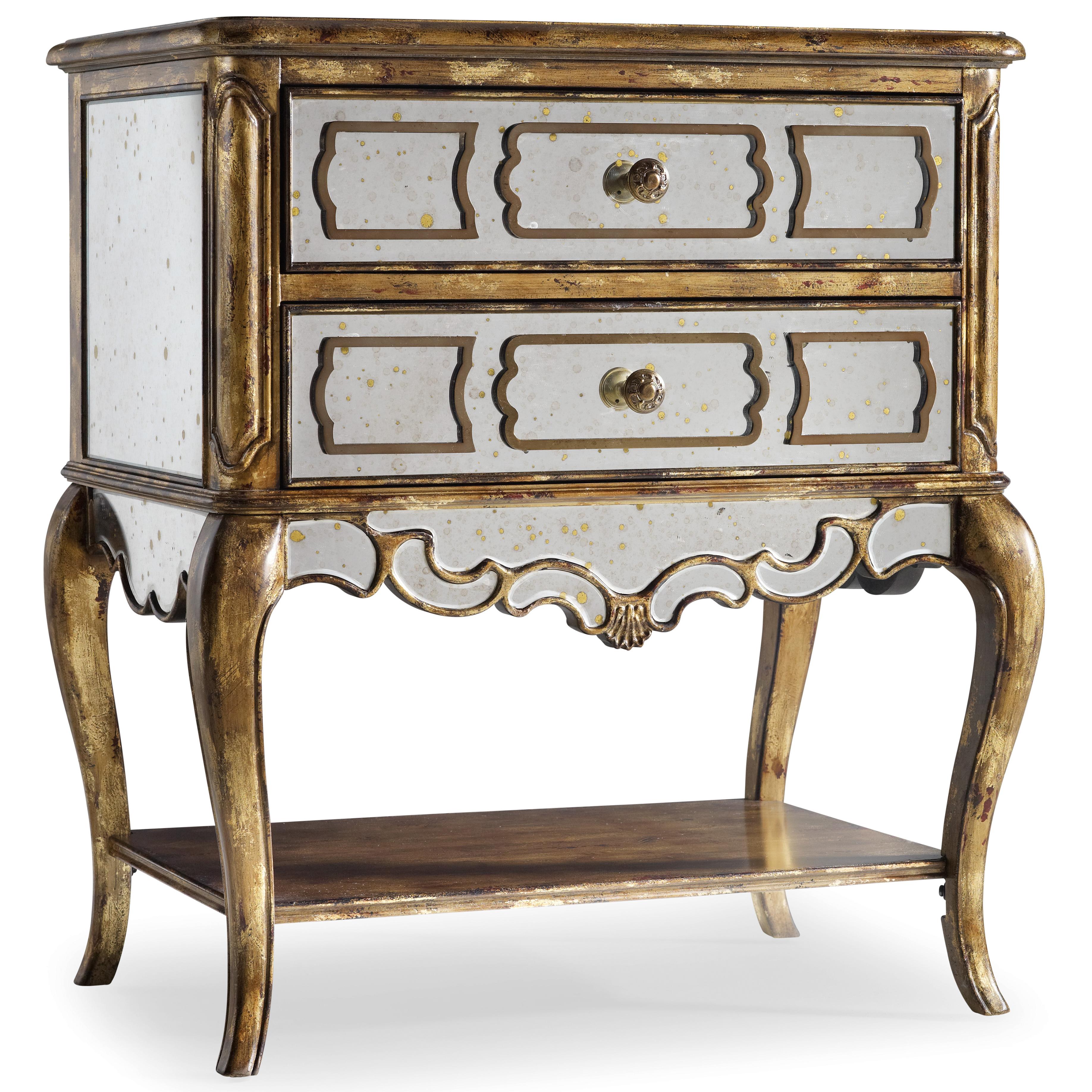 Hooker Furniture Sanctuary6 Mirrored Leg Nightstand with 2 Drawers