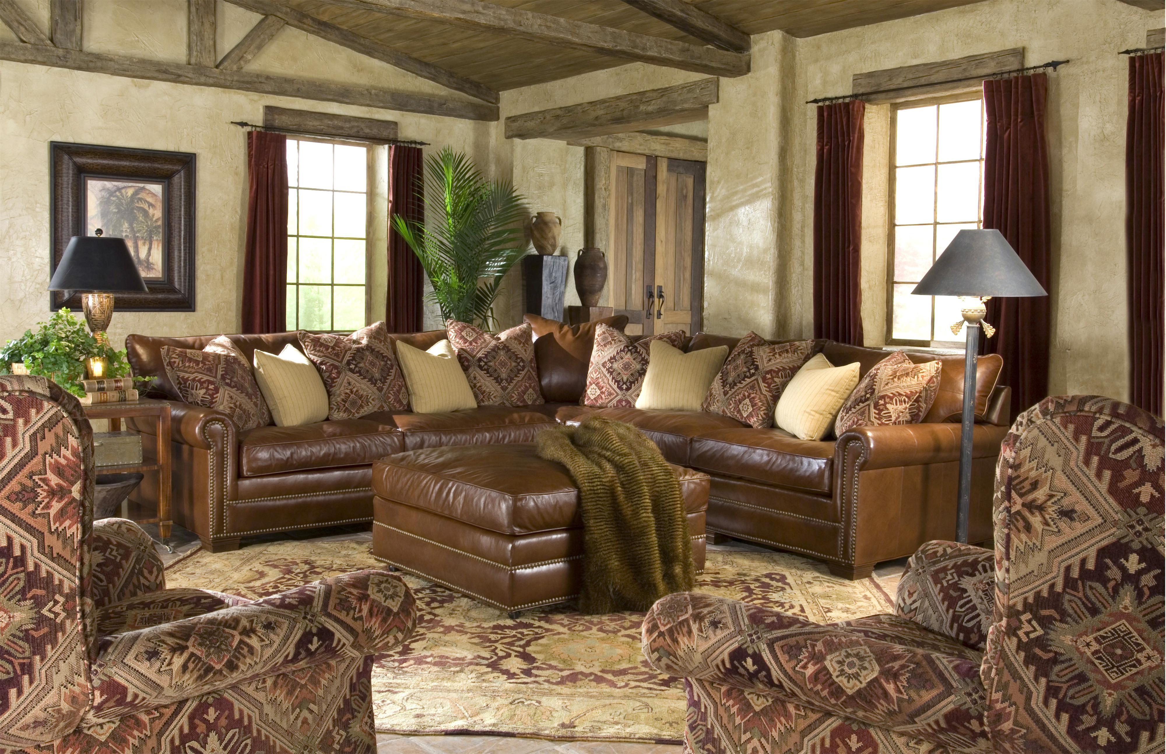 Huntington House 7107 Roll Arm Corner Sectional w/ Ottoman Belfort