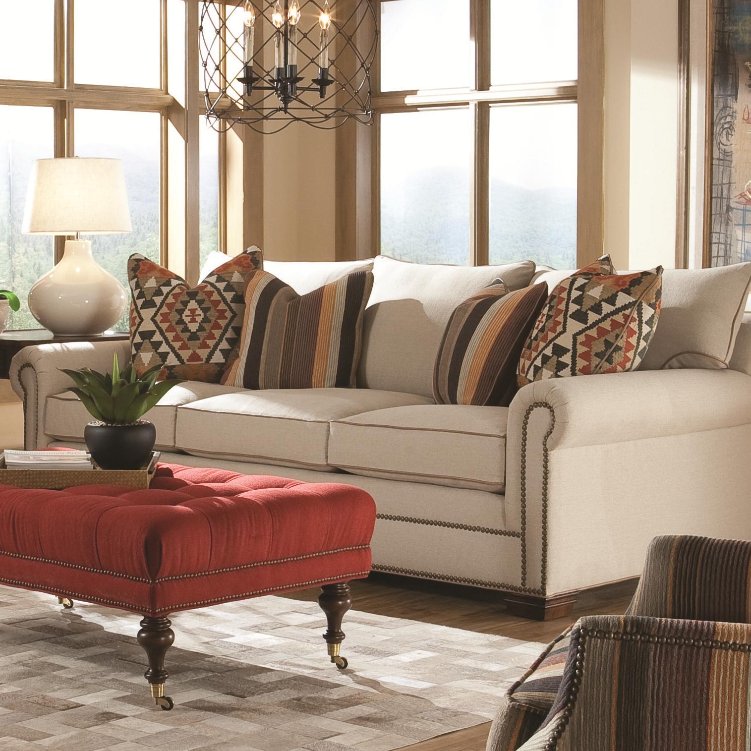 Huntington House Ryan Roll Arm Fabric Sofa Belfort Furniture Sofa