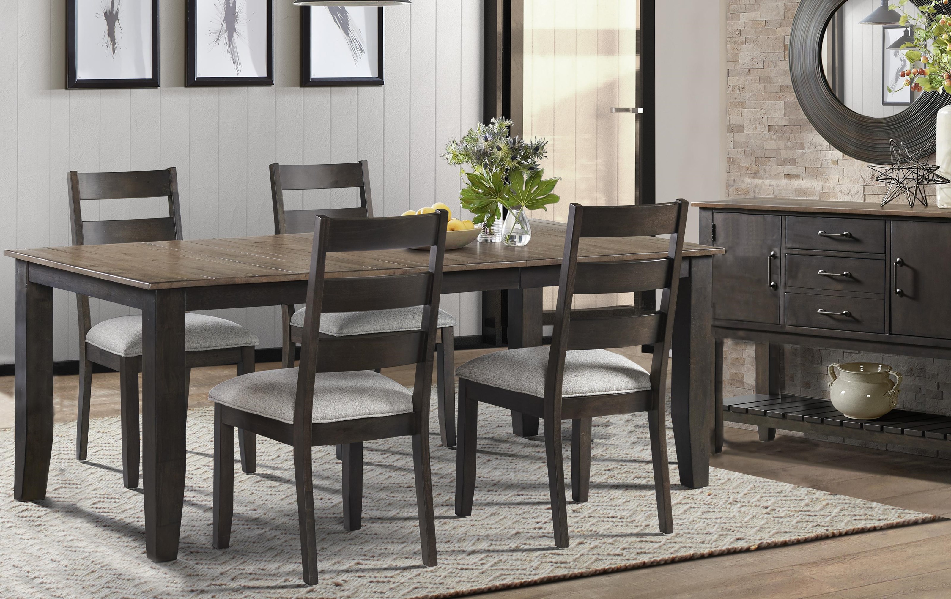 Intercon Beacon Transitional 5Piece Table and Chair Set with Self