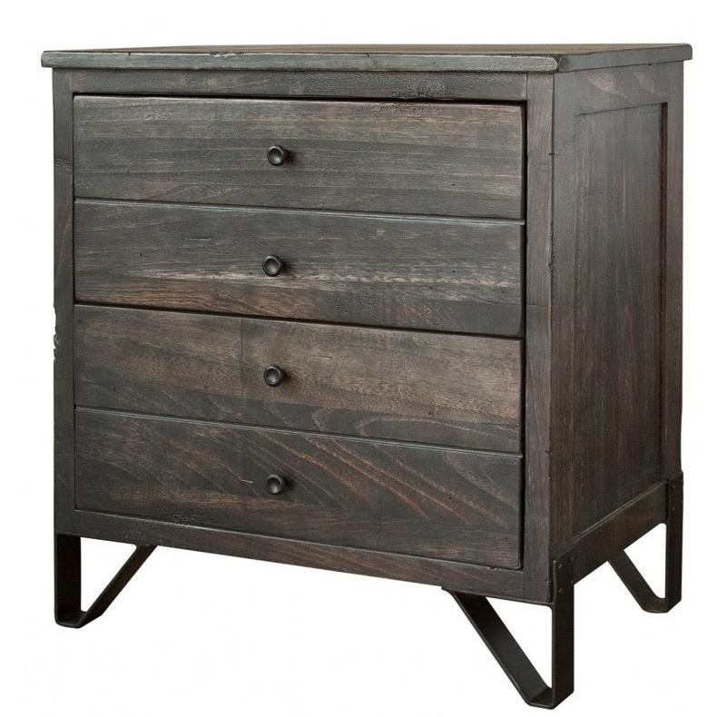 International Furniture Direct Moro Contemporary 2 Drawer Solid Wood
