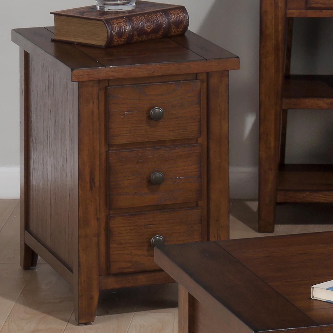 Jofran Clay County Oak 443 7 Chairside Table with 3