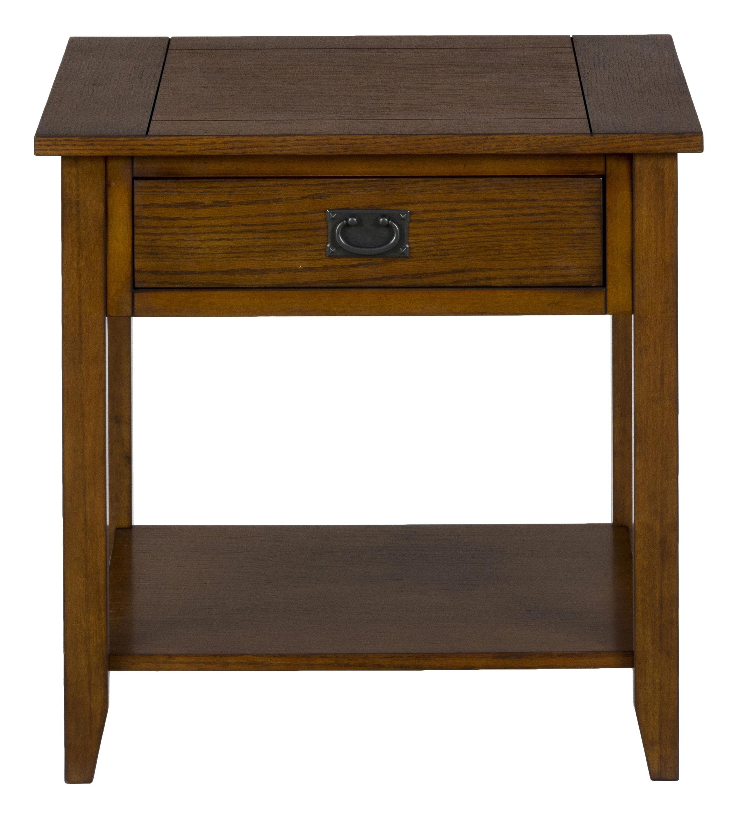 Jofran Mission Oak End Table with 1 Drawer and 1 Shelf