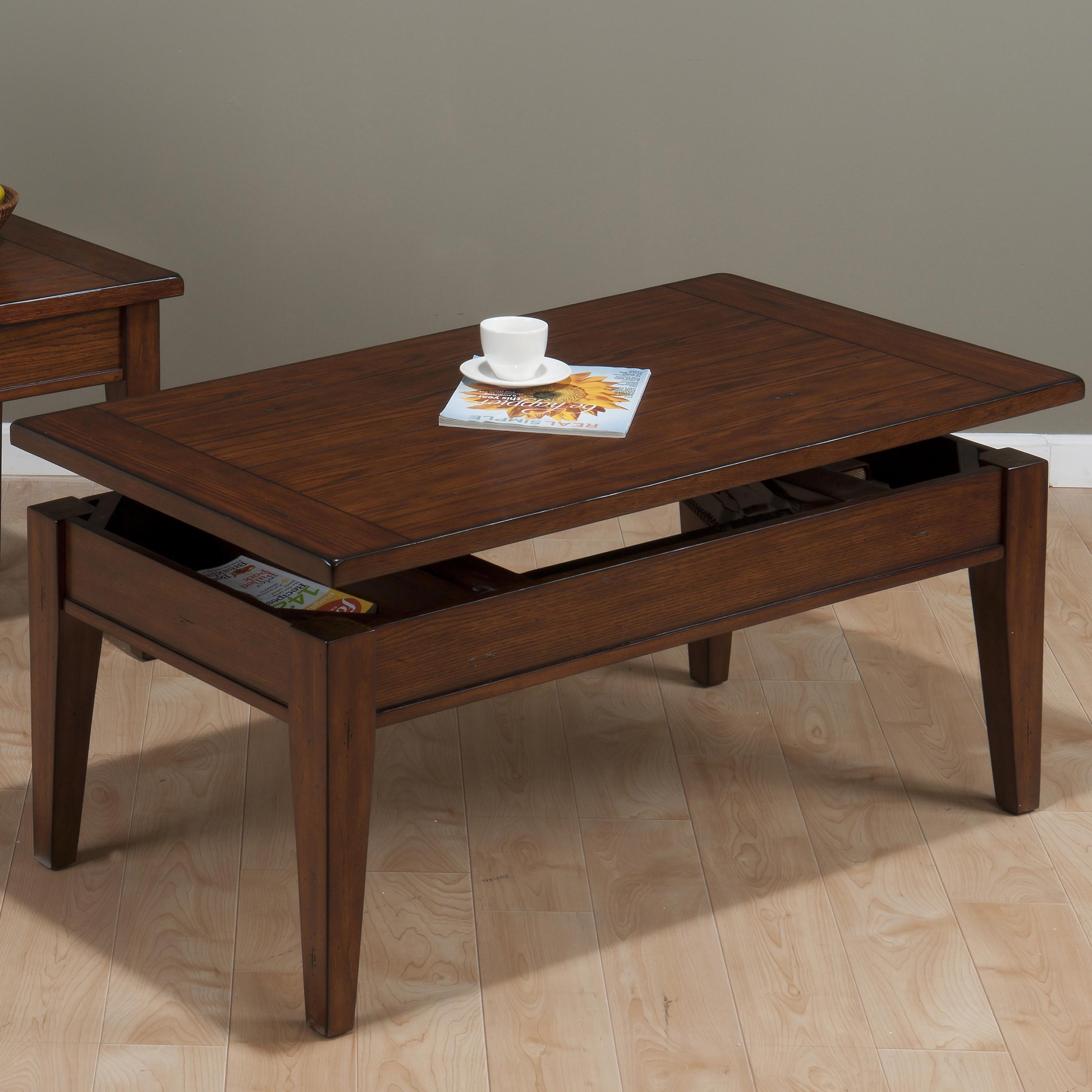 Dunbar Oak Casual Styled Lift Top Cocktail table with Oak Veneers