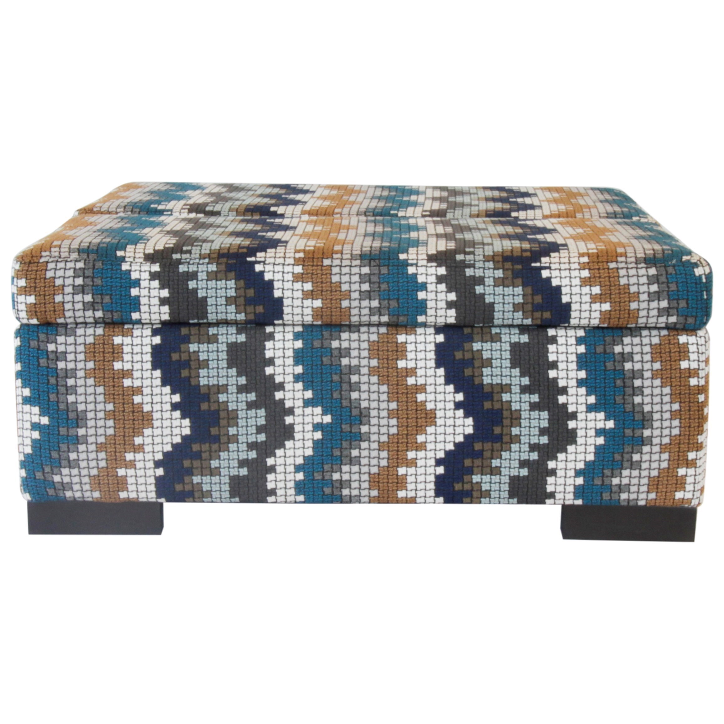 Jonathan Louis Donavan Casual Leather Storage Ottoman with Exposed Wood