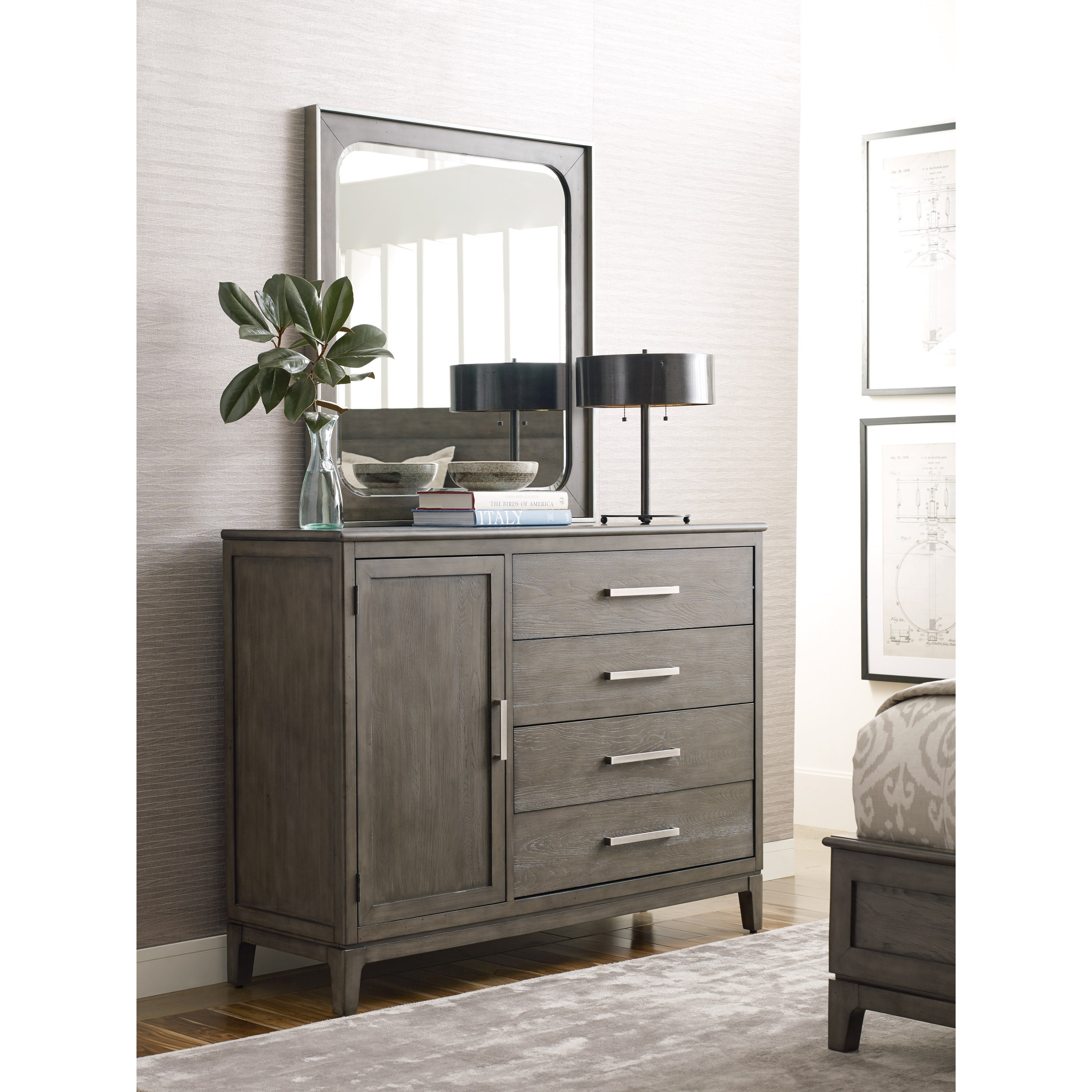 Kincaid Furniture Cascade Garrison Solid Wood Door Bureau and Mirror