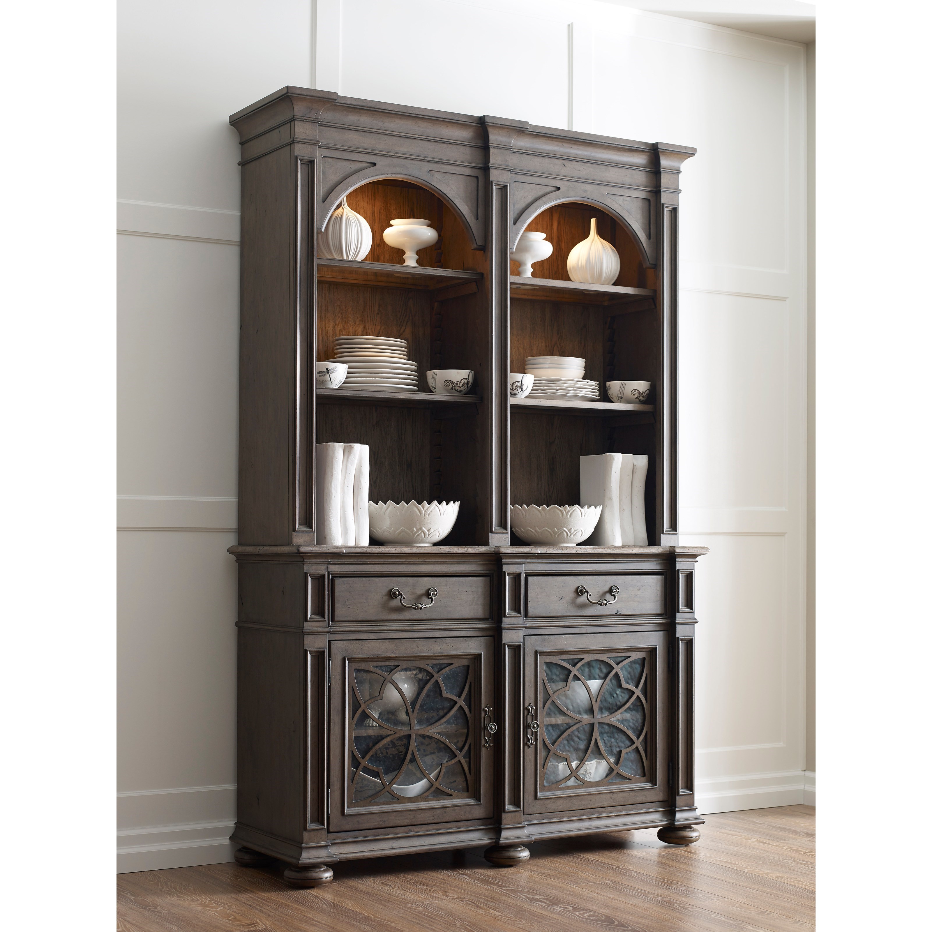 Kincaid Furniture Greyson Harper Two Door Buffet with Silverware Storage and Seed Glass Doors