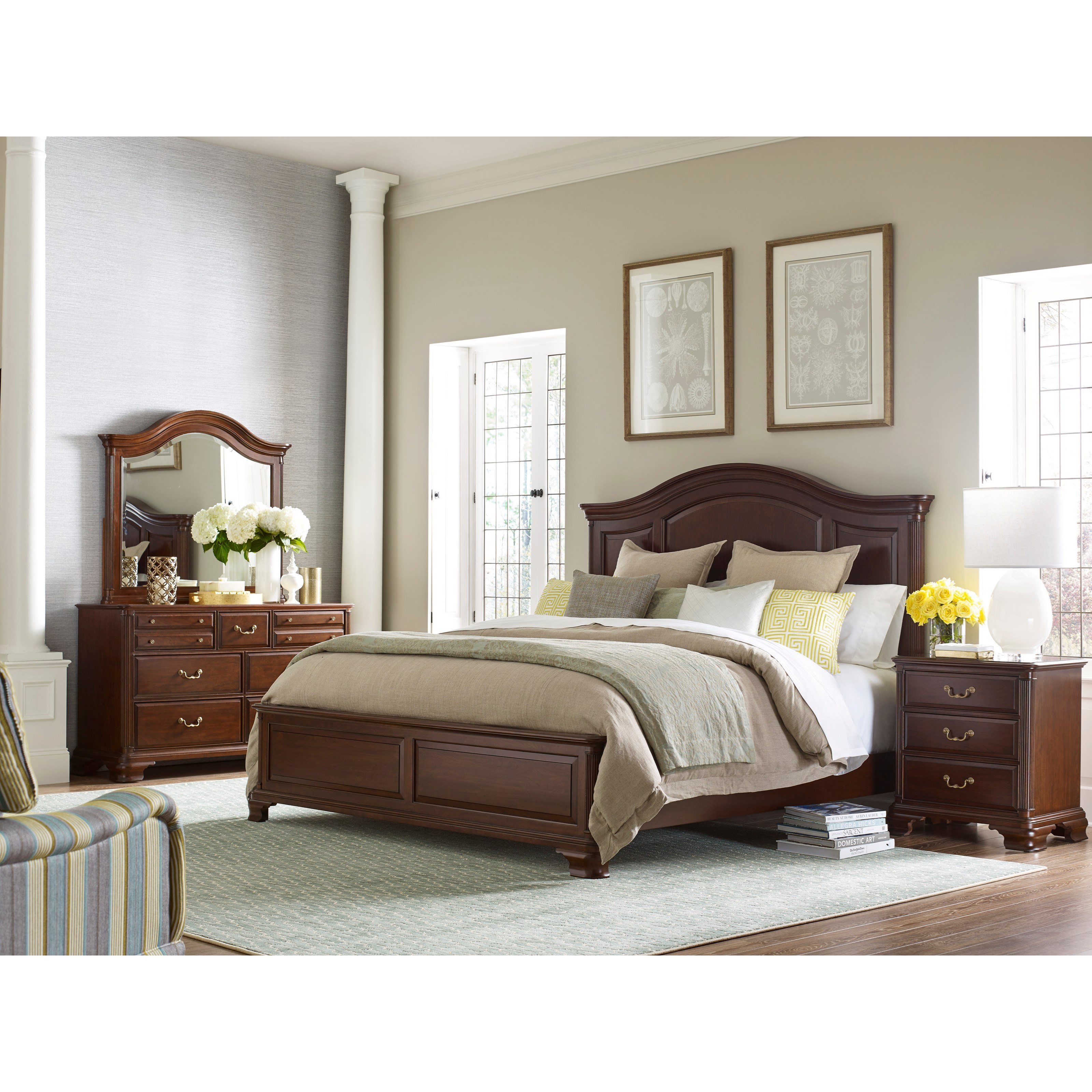 Kincaid Furniture Hadleigh Traditional King Arched Panel Bed Powell's