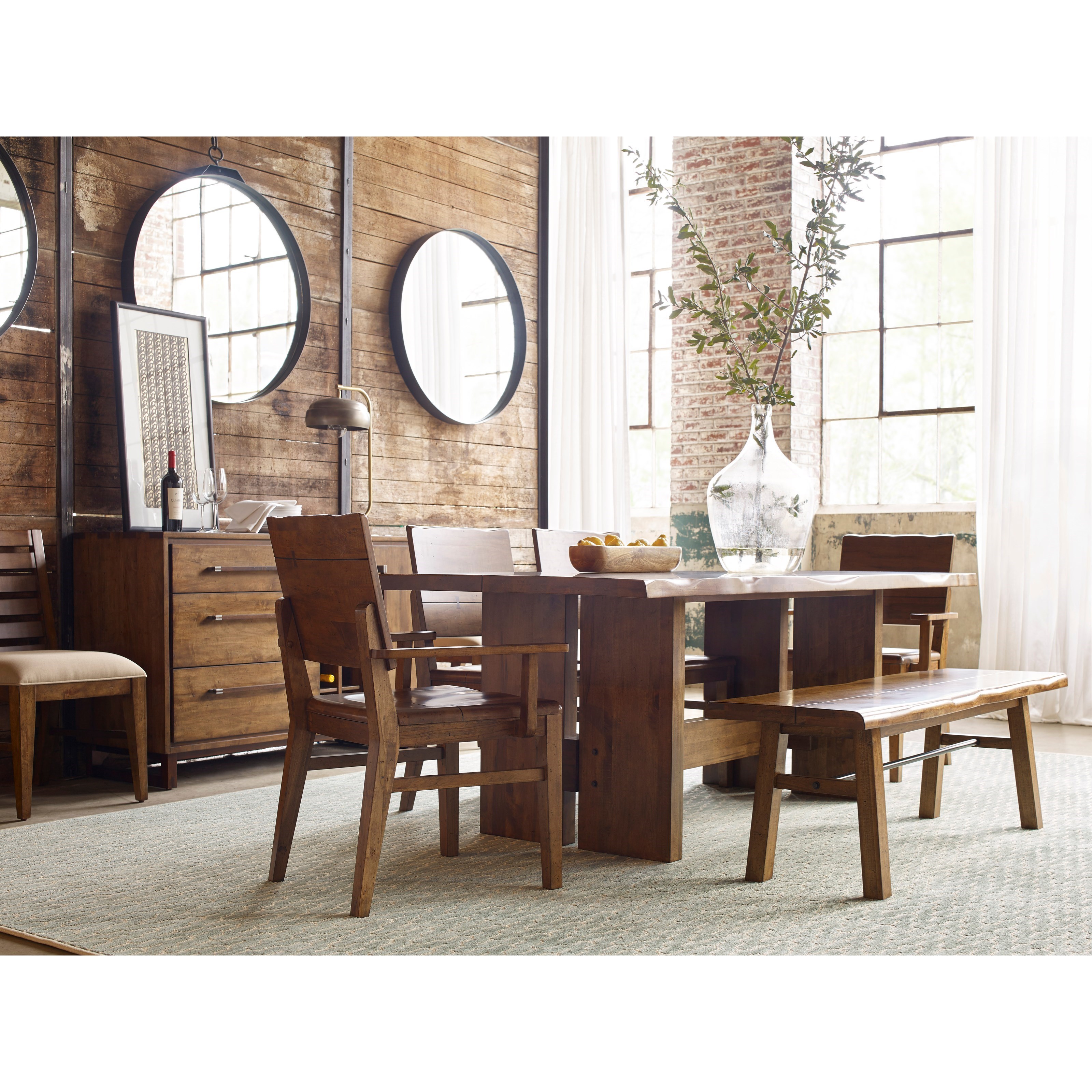 Kincaid Furniture Traverse 660744 Cutler Live Edge Trestle Dining Table Becker Furniture