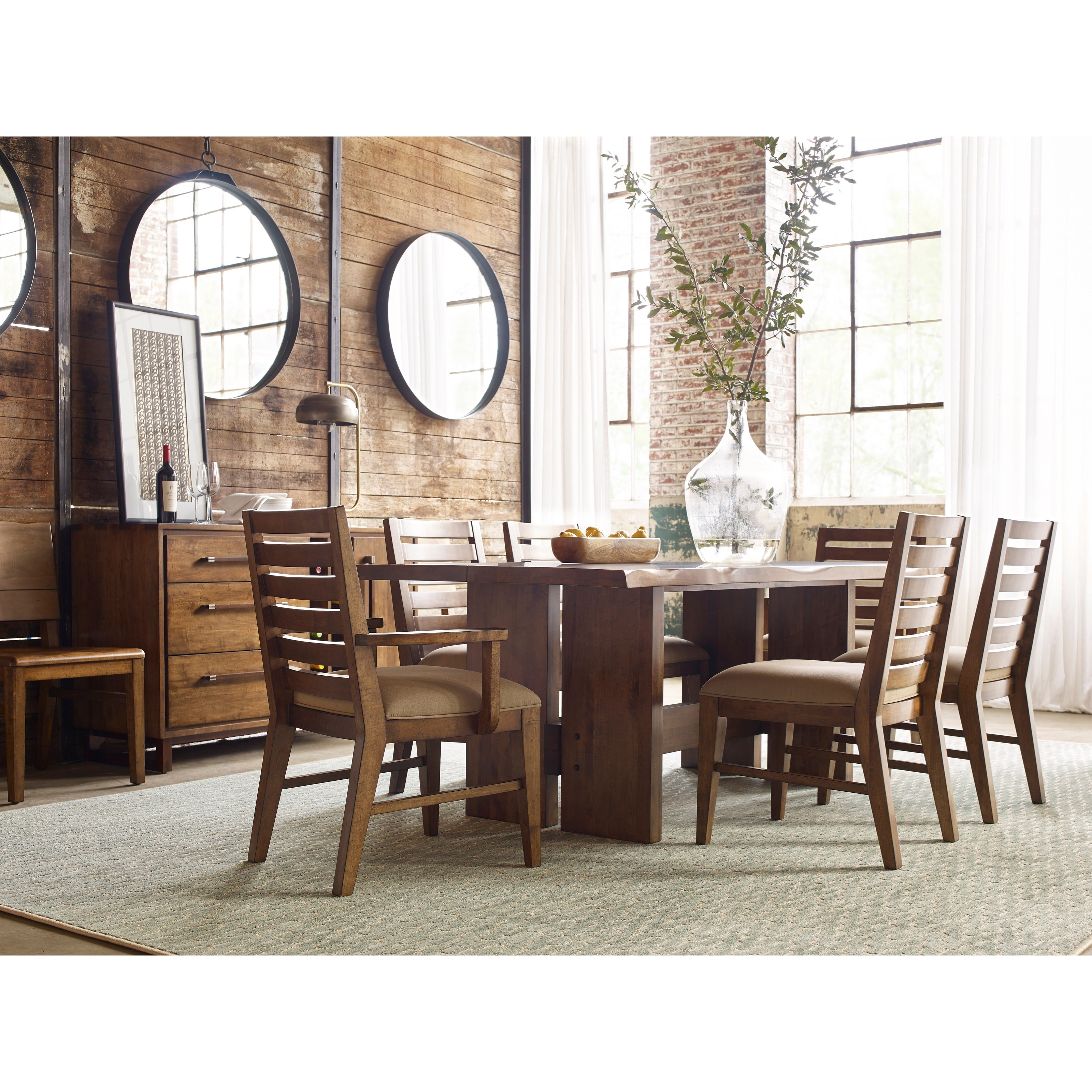 Kincaid Furniture Traverse 660744 Cutler Live Edge Trestle Dining