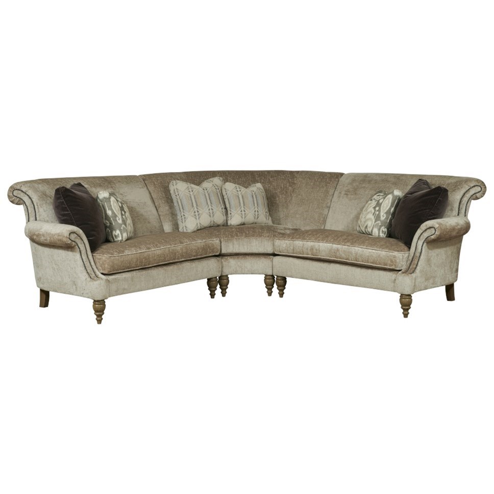 Kincaid Furniture Windsor 667-32x1+667-34x1+667-31x1 101029 3 Piece  Traditional Corner Sectional Sofa with Scrolled Arms and Nailheads | Esprit  Decor Home Furnishings | Sectional - Sofa Groups, image size:968x968