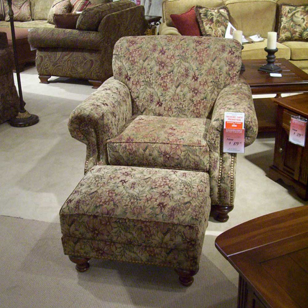 Biltmore 4200 Rolled arm chair and ottoman with nail head trim Morris