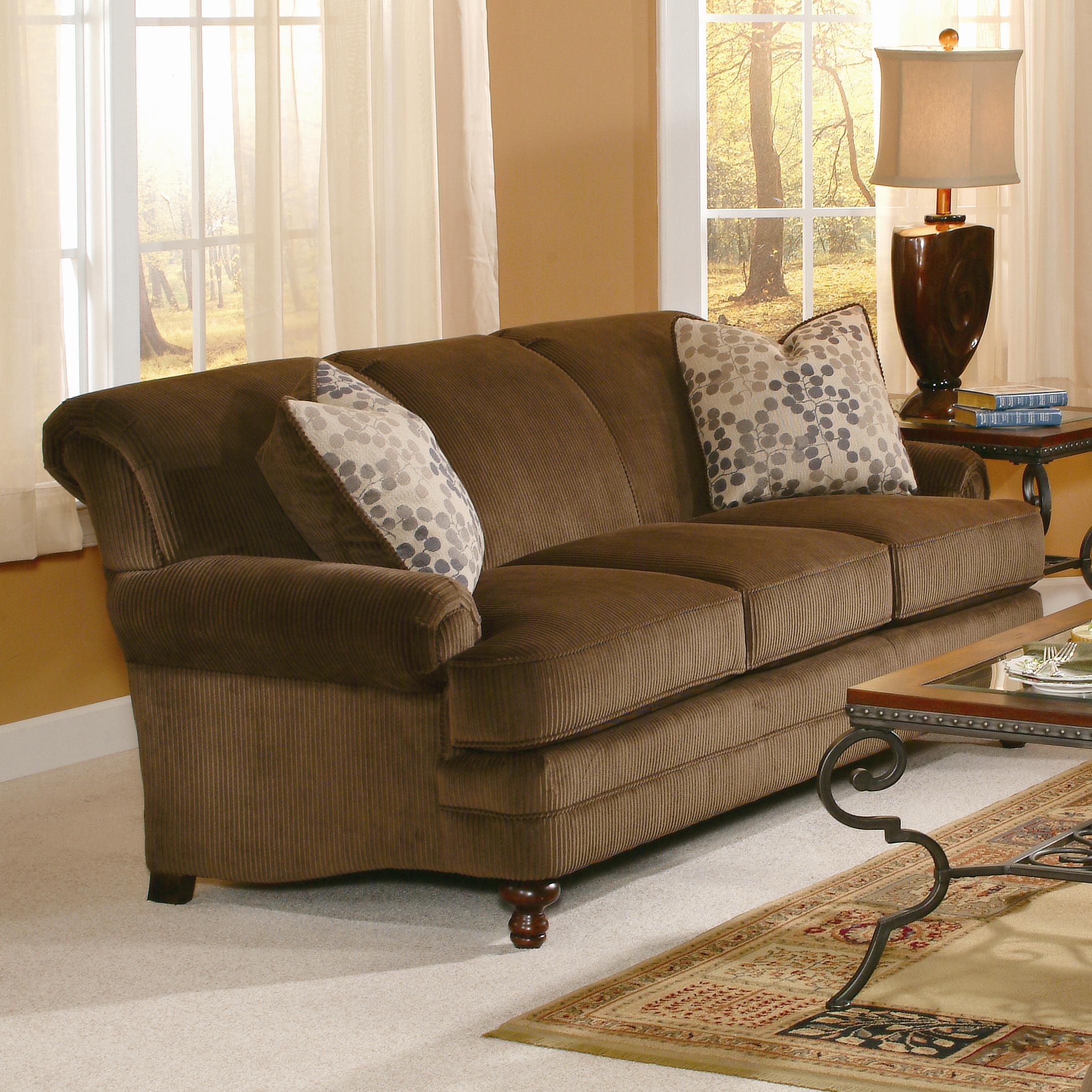 King Hickory Amanda 5650 Casual Rolled Arm Stationary Sofa Hudson's Furniture Sofa