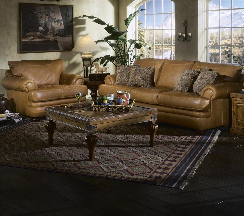 Klaussner Montezuma Casual Style Leather Sofa with Bun Feet Darvin