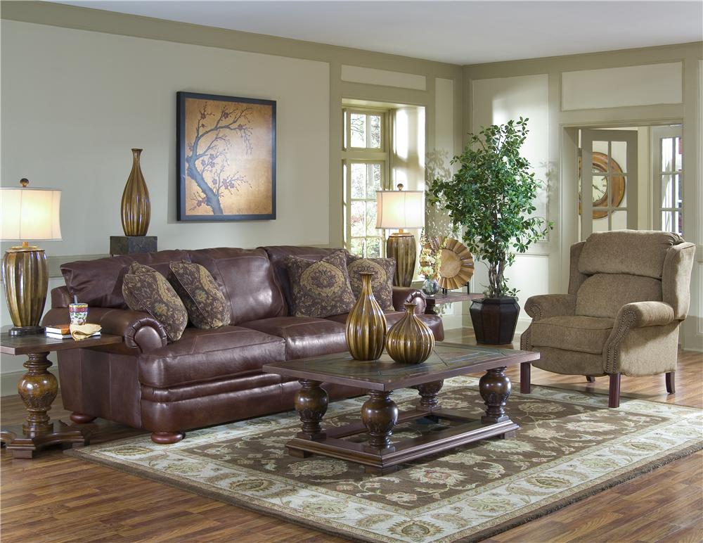 Klaussner Montezuma Casual Style Leather Sofa with Bun Feet Darvin