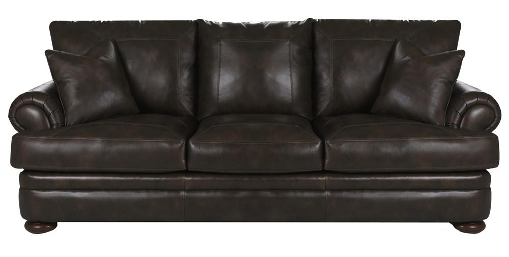 Klaussner Montezuma Casual Style Leather Sofa with Bun Feet Johnny