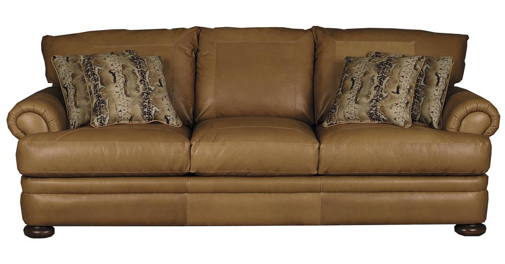 Klaussner Montezuma Casual Style Leather Sofa with Bun Feet Johnny