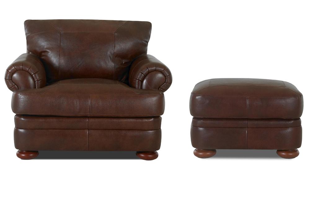 Klaussner Montezuma LD43800 C Leather Casual Style Chair with Bun Feet