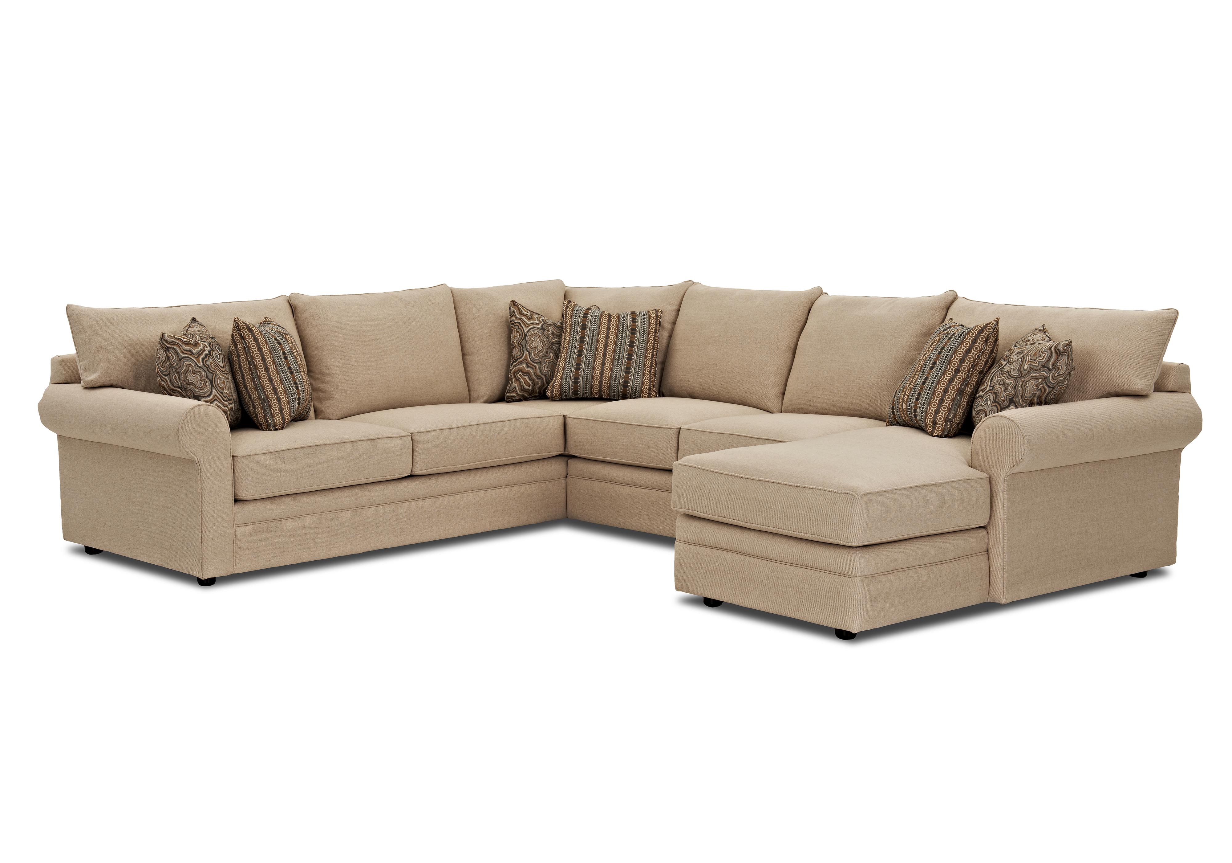 Klaussner Comfy Casual Sectional Sofa with RAF Chaise Suburban