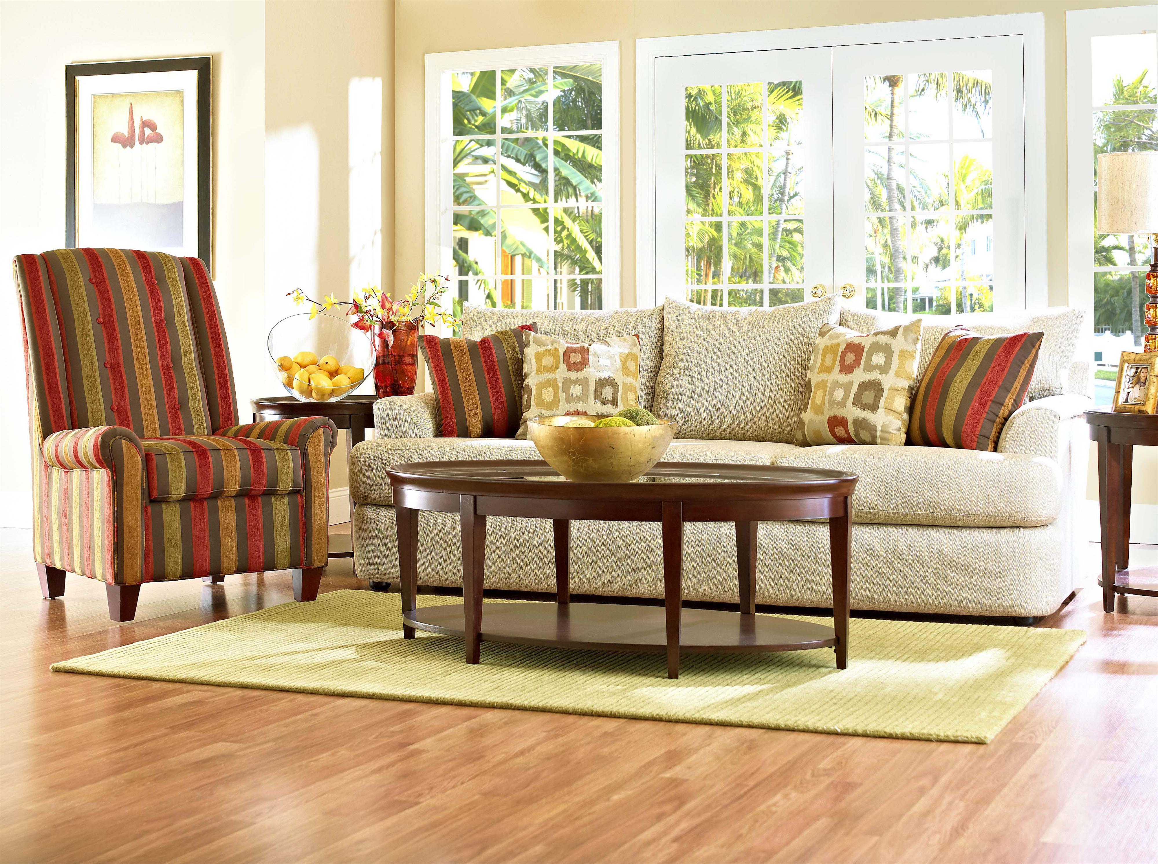 Klaussner Findley K56830 S Three Over Three Sofa With Accent Pillows