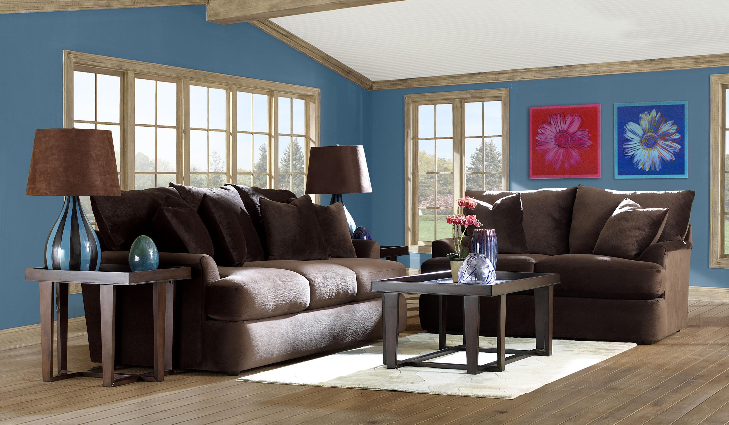 Klaussner Findley K56830 S Three Over Three Sofa With Accent Pillows