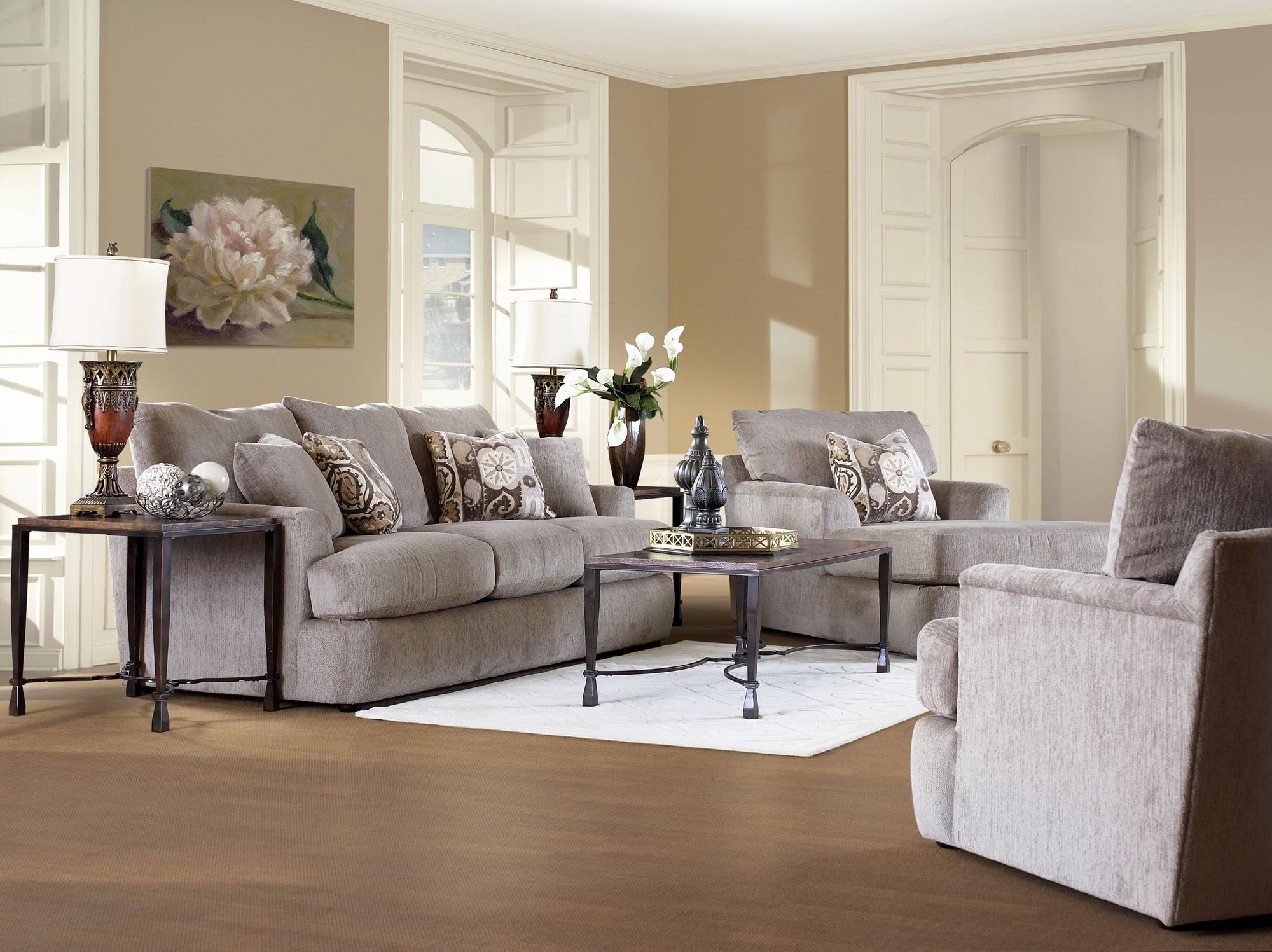 Klaussner Findley K56830 S Three Over Three Sofa With Accent Pillows