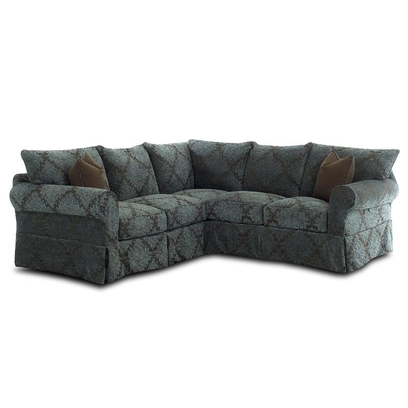 Klaussner Jenny Slipcover Sectional with Rolled Arms and Skirt Find