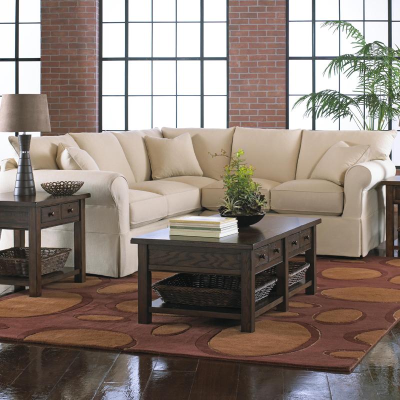 Klaussner Jenny Slipcover Sectional with Rolled Arms and Skirt Find Your Furniture Sectional