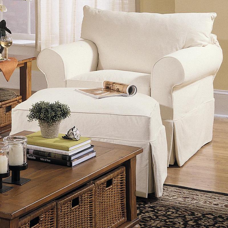 Klaussner Jenny Slipcover Chair with Rolled Arms and Skirt Johnny