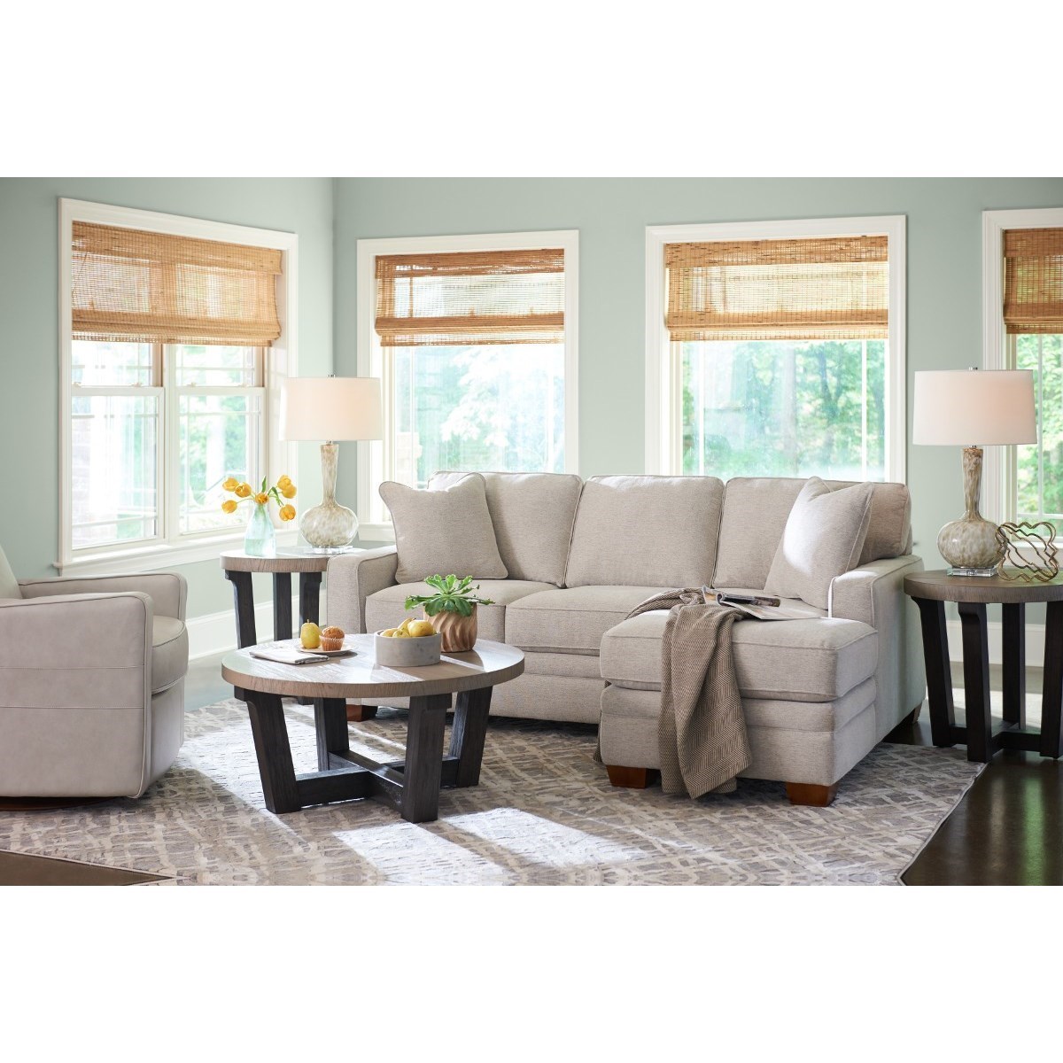 LaZBoy Meyer Contemporary 2Piece Sectional with LeftSitting Chaise Conlin's Furniture