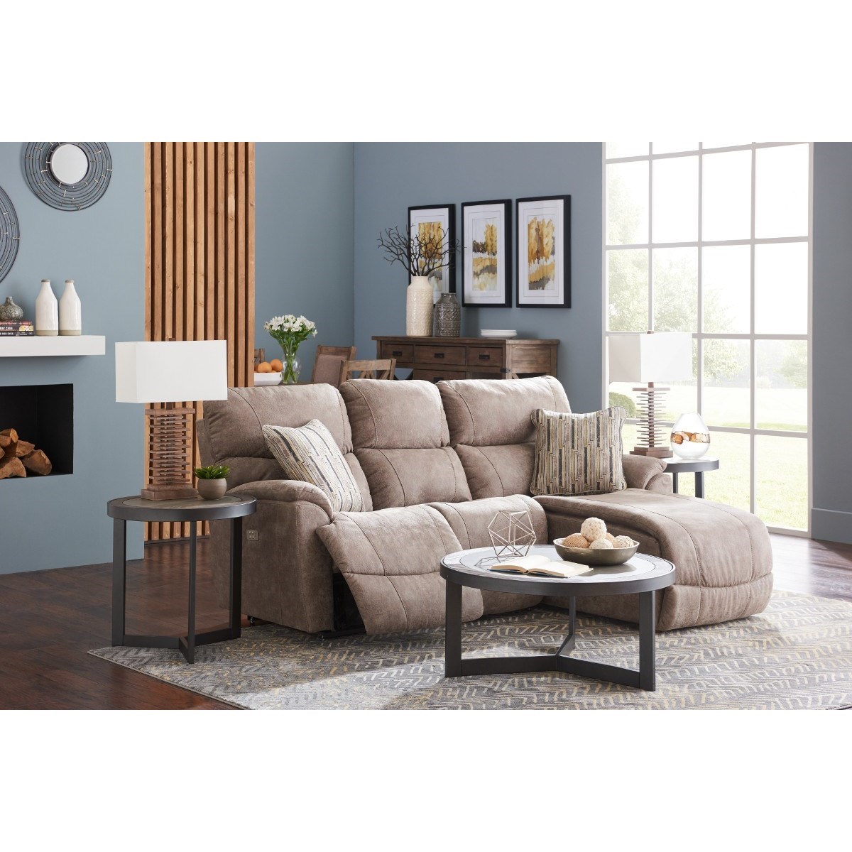 LaZBoy Trouper Two Piece Reclining Sectional Sofa with LeftSitting