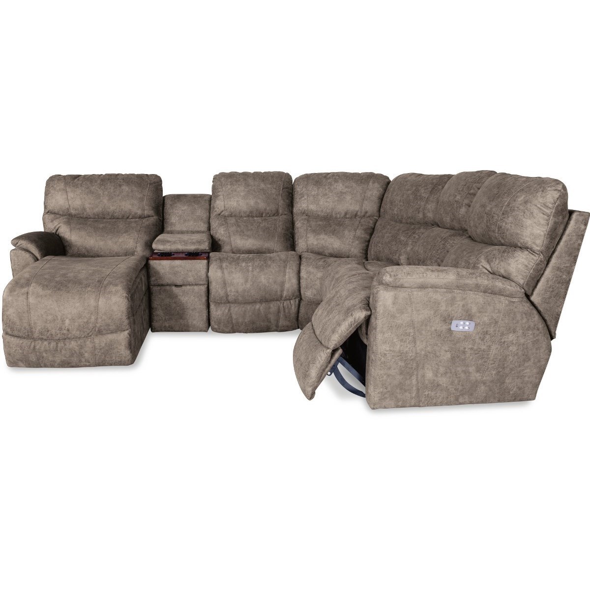 LaZBoy Trouper Five Piece Power Reclining Sofa with Right Sitting TiltBack Chaise and