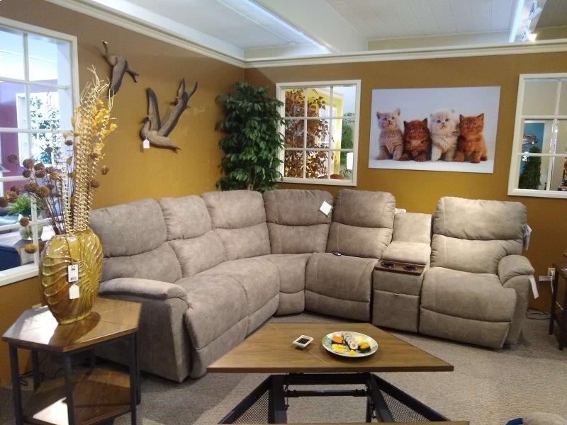 LaZBoy Trouper Five Piece Power Reclining Sectional With Cupholder