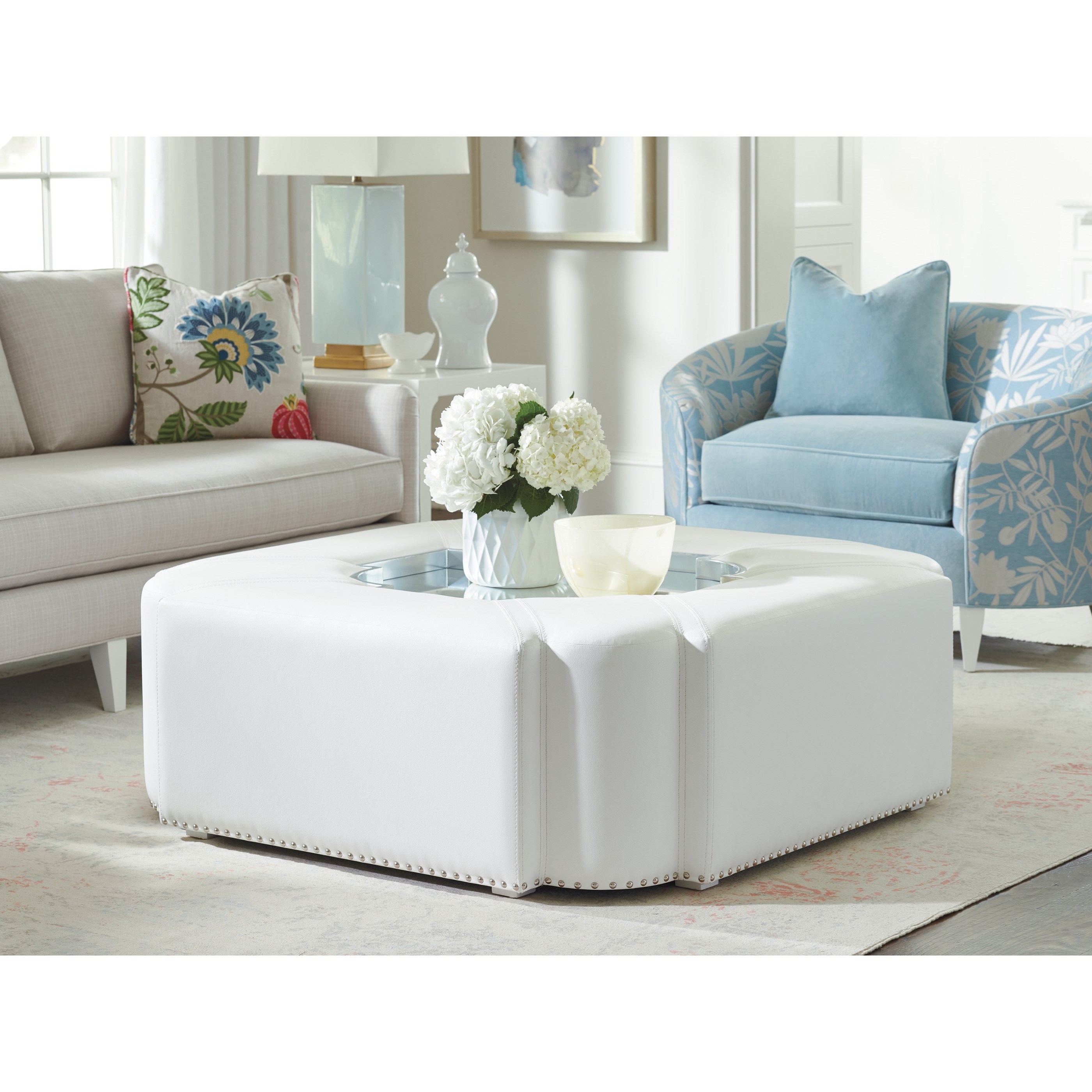 Lexington Avondale Clarendon Upholstered Faux Leather Cocktail Table