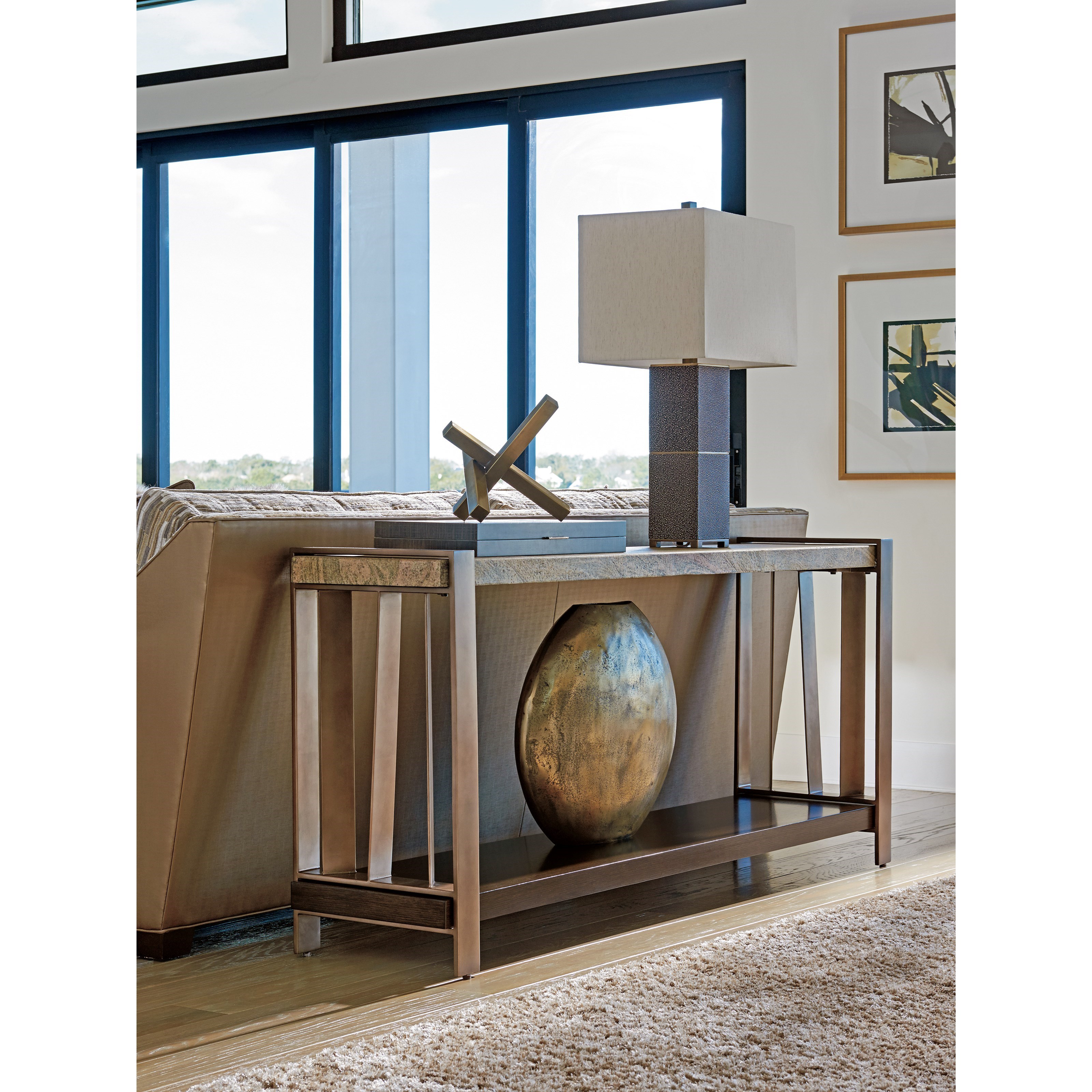 Lexington Zavala 790967C Intersect Console Table with Brazilian Gold